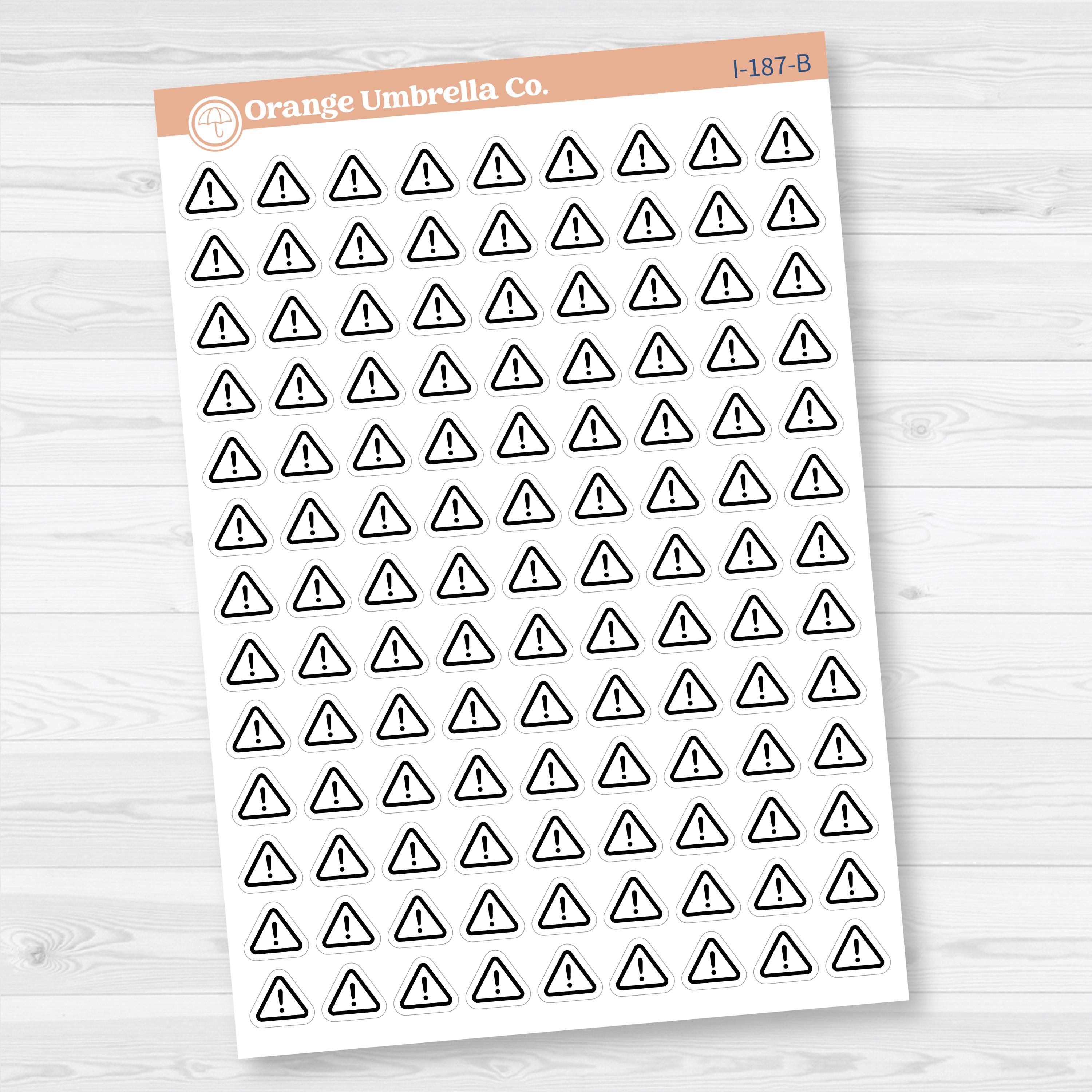 Warning Stickers | Alert Icon Planner Labels | Important Symbol Stickers | I-187