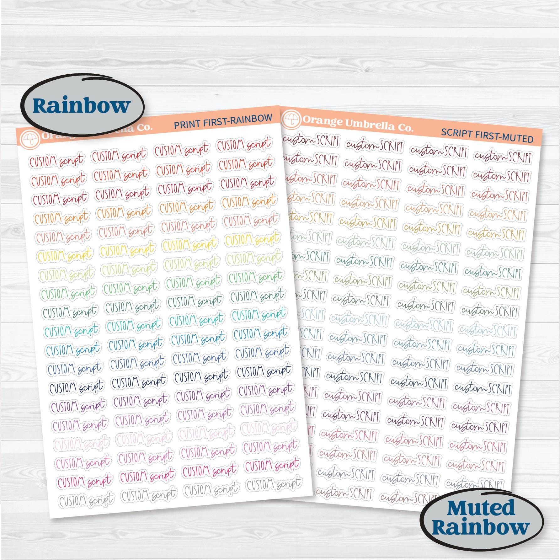 FC12 Custom Script Stickers | Removable Matte or Clear Planner Stickers ** 1 phrase per sheet** | CustomFC12