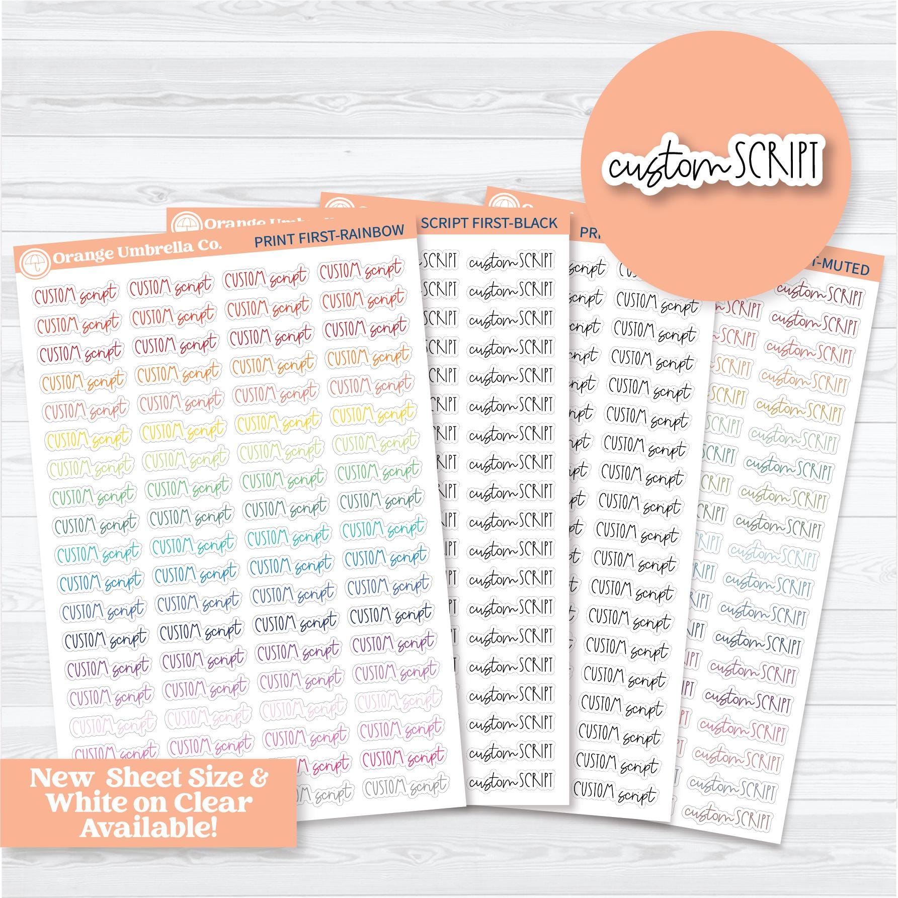 FC12 Custom Script Stickers | Removable Matte or Clear Planner Stickers ** 1 phrase per sheet** | CustomFC12