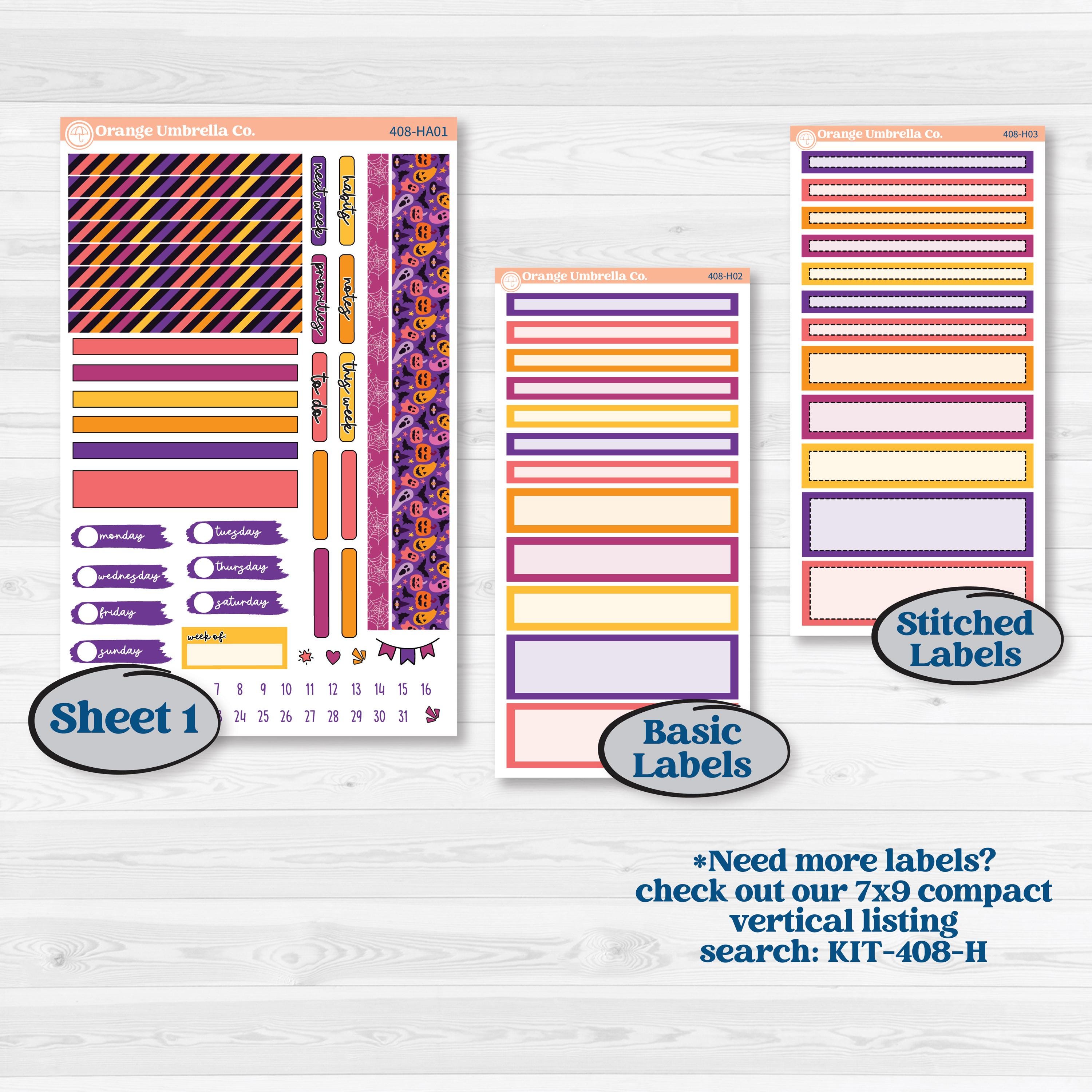 Purple Halloween Kit | Erin Condren Weekly Dashboard Planner Kit Stickers | Gone Batty | KIT-408-HA