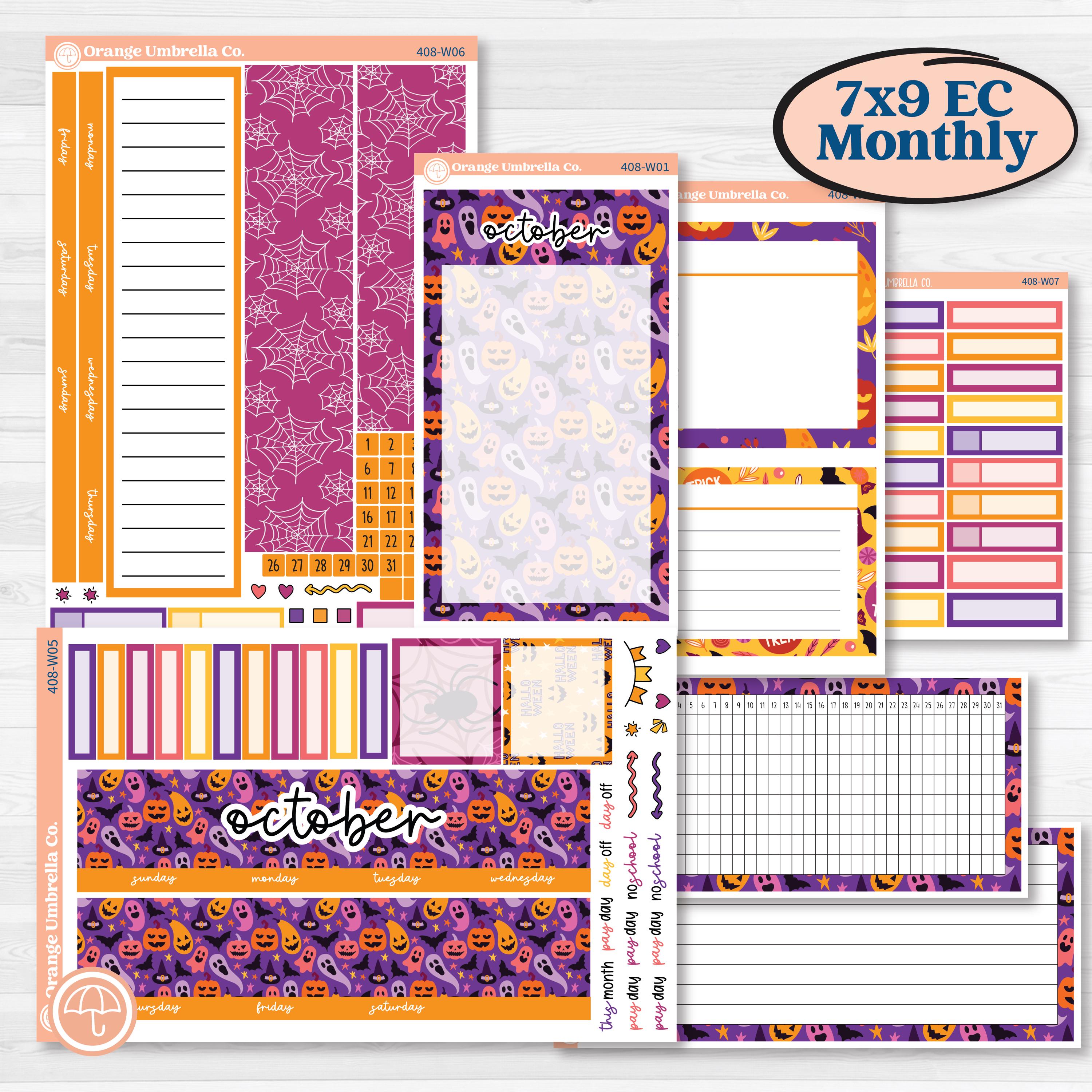 Spooky Halloween Planner Kit | Cute October Stickers | Orange Umbrella Co.