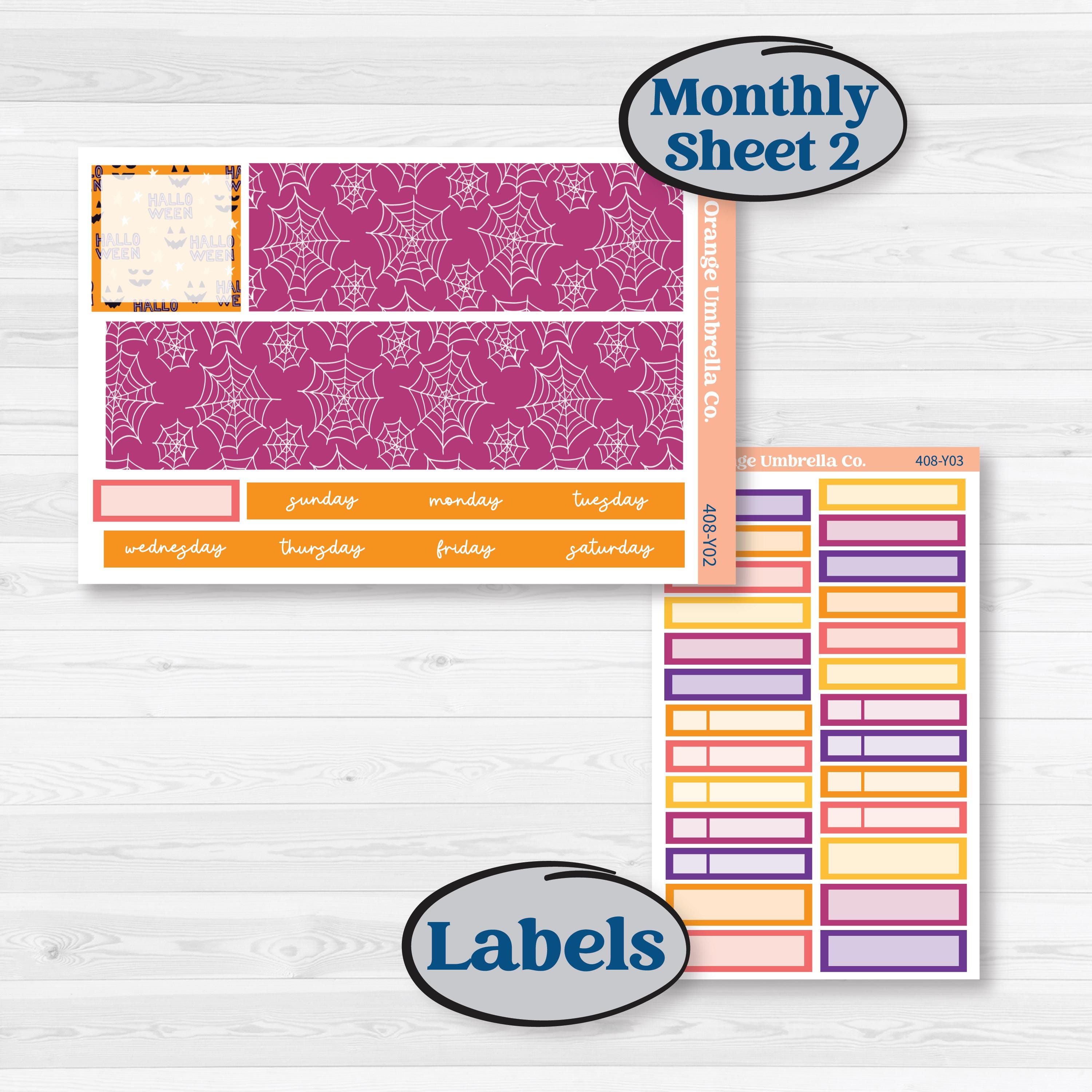 Purple Halloween Kit | Hobonichi Cousin Monthly Planner Kit Stickers | Gone Batty | KIT-408-Y