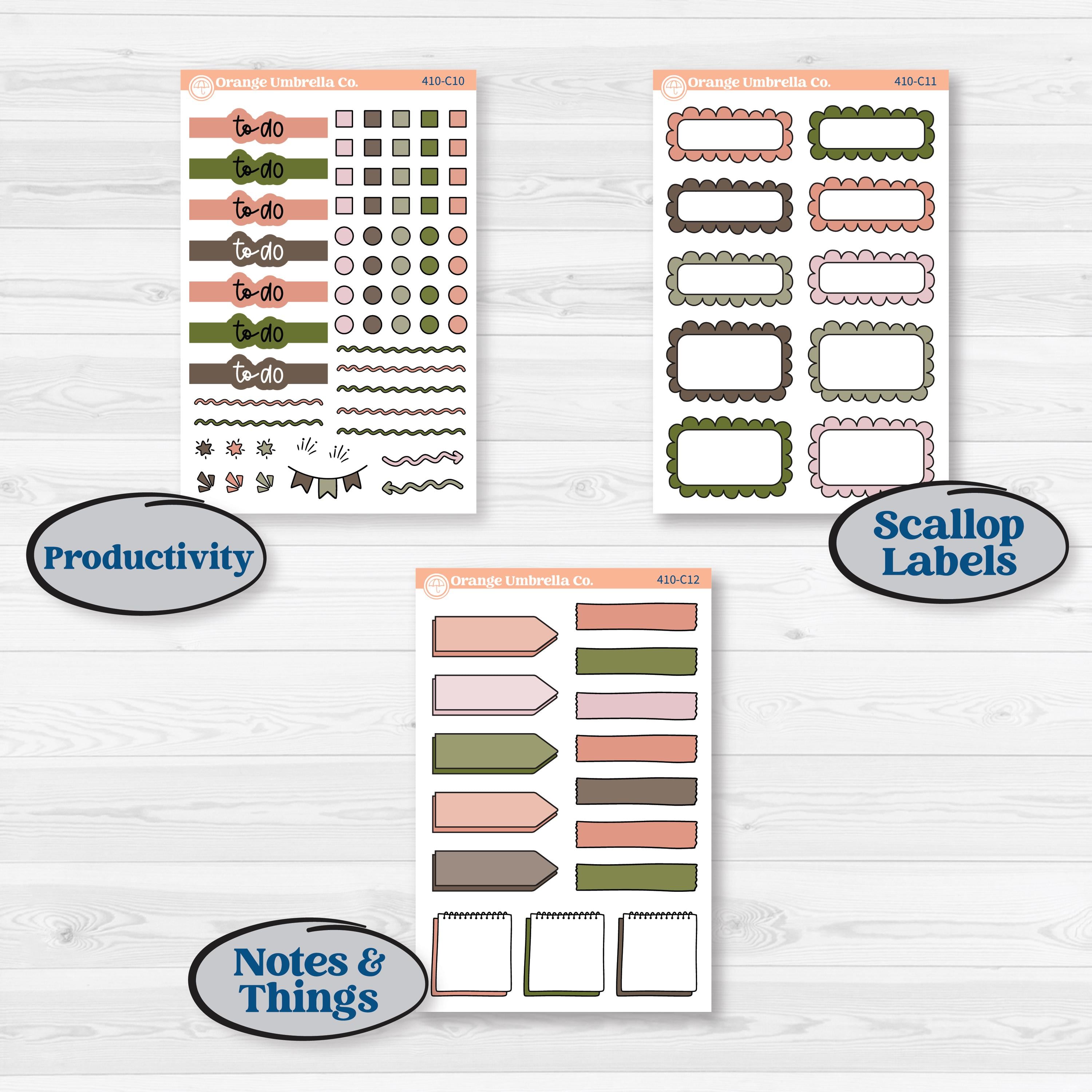 Autumn Floral Kit | Weekly Add-On Labels Planner Kit Stickers | Pumpkin Petals | KIT-410-C