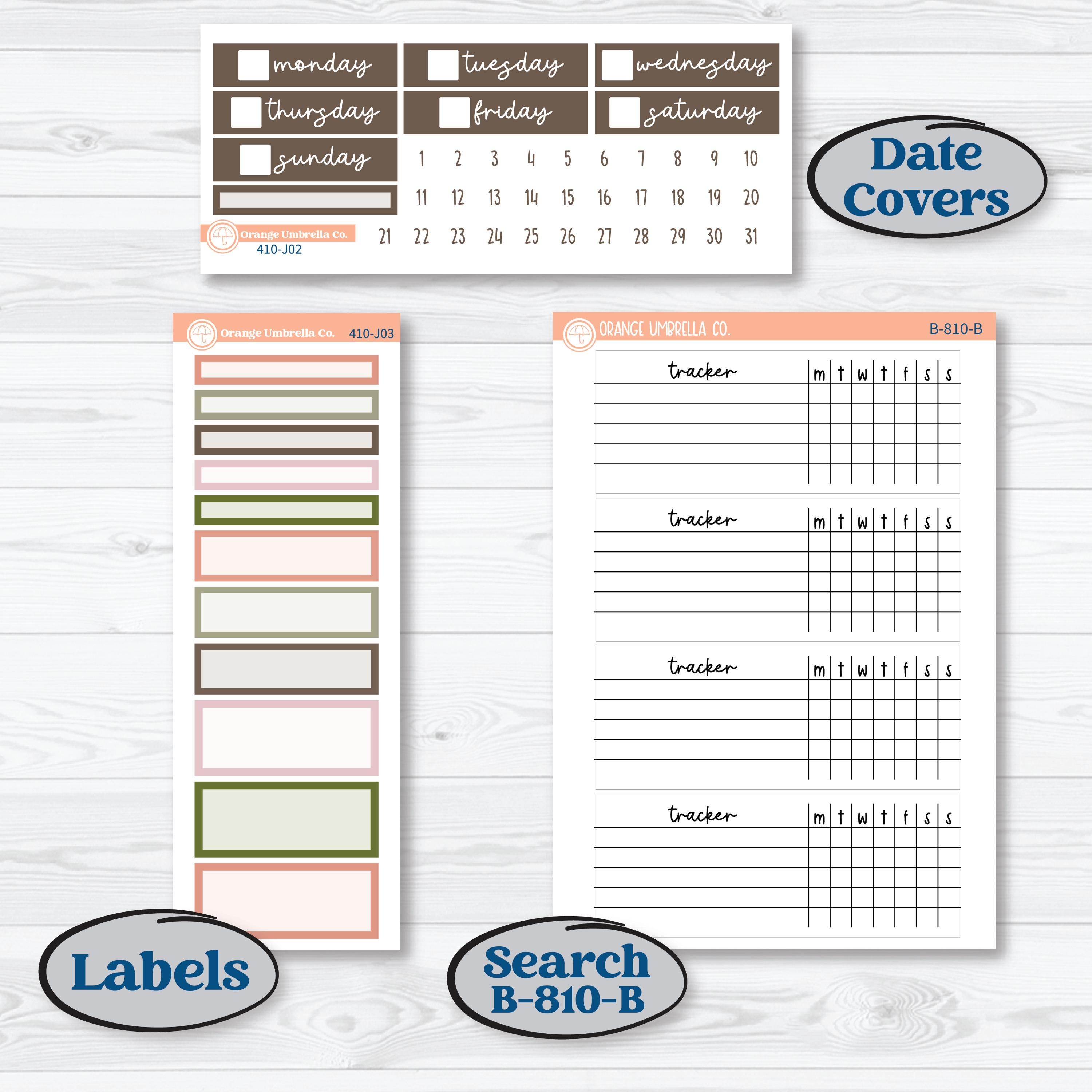 Autumn Floral Kit | Plum Vertical Priorities 7x9 Planner Kit Stickers | Pumpkin Petals | KIT-410-J