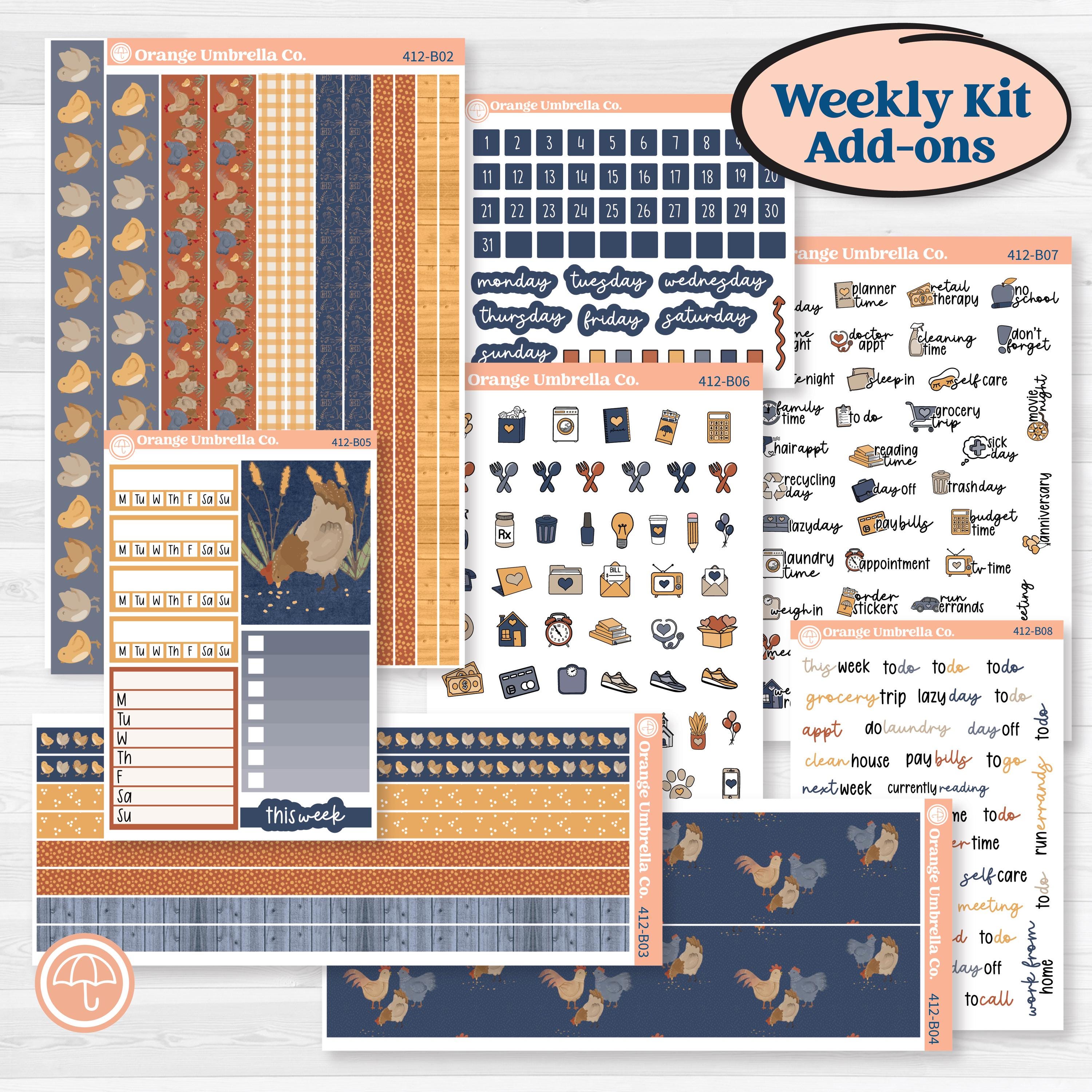 Chicken Planner Kit | Weekly Add-On Planner Kit Stickers | What the Flock | KIT-412-B