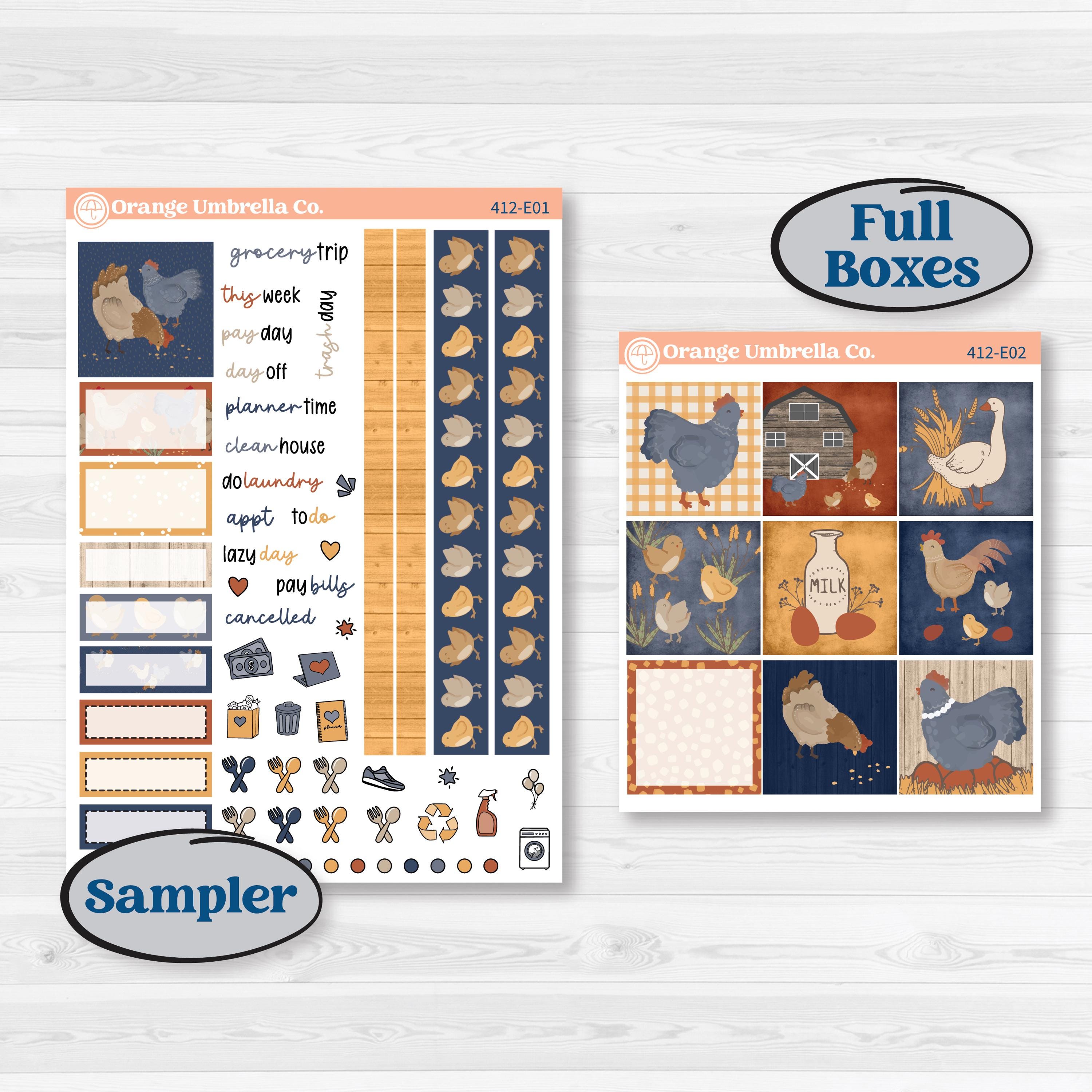 Chicken Planner Kit | Hobonichi Cousin Weekly & Daily Planner Kit Stickers | What the Flock | KIT-412-E