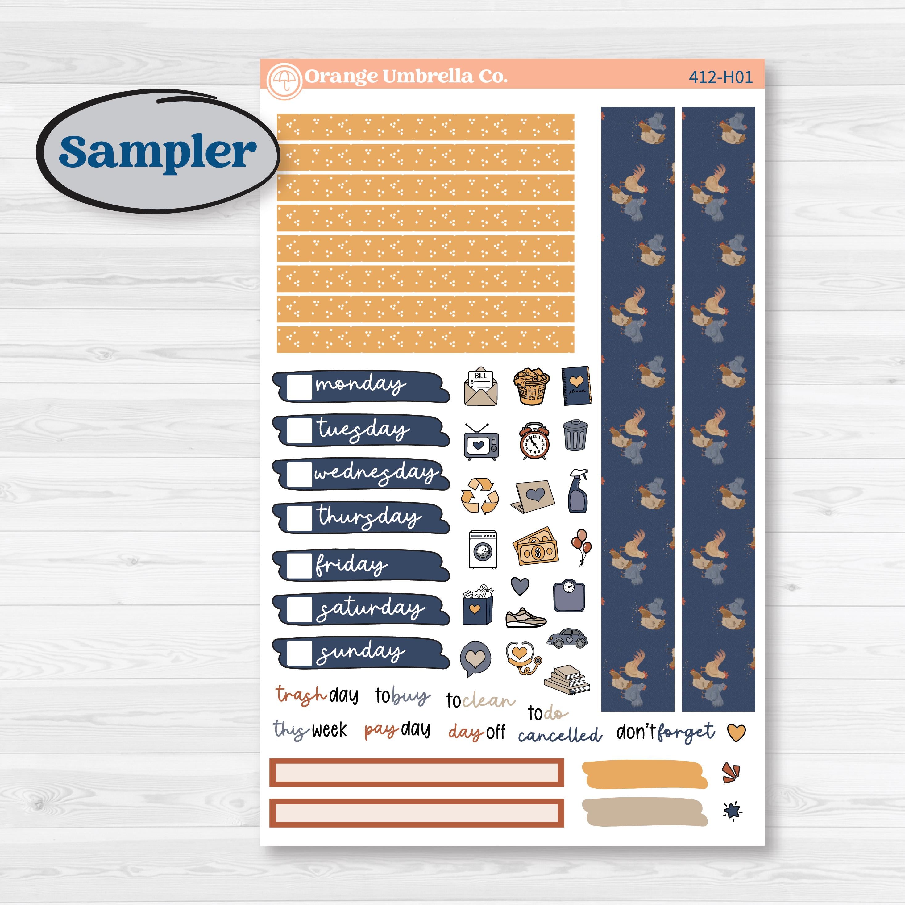 Chicken Planner Kit | 7x9 Compact Vertical Planner Kit Stickers | What the Flock | KIT-412-H