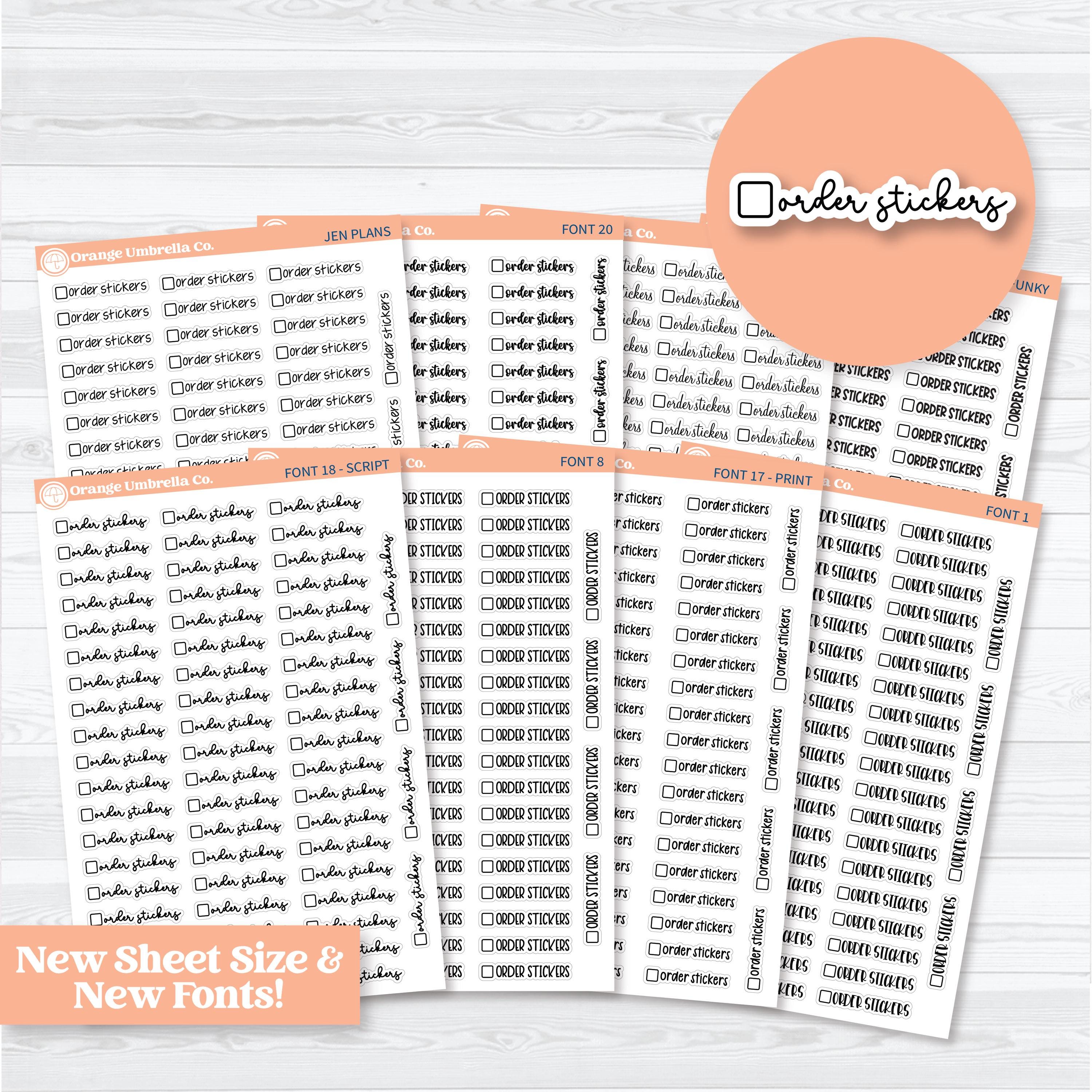 Custom Checkbox Script Planner Stickers | *NEW* Larger Sheet Size & New Fonts | 1 Word/Phrase per Sheet | customcheck