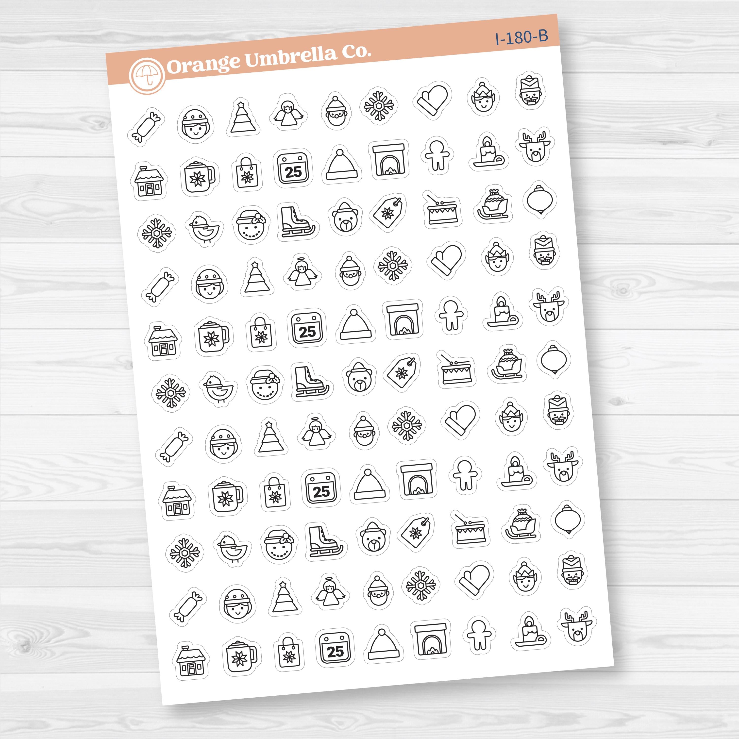 Christmas Icon Stickers | Holiday Planner Icons for Journals & Planners | I-180