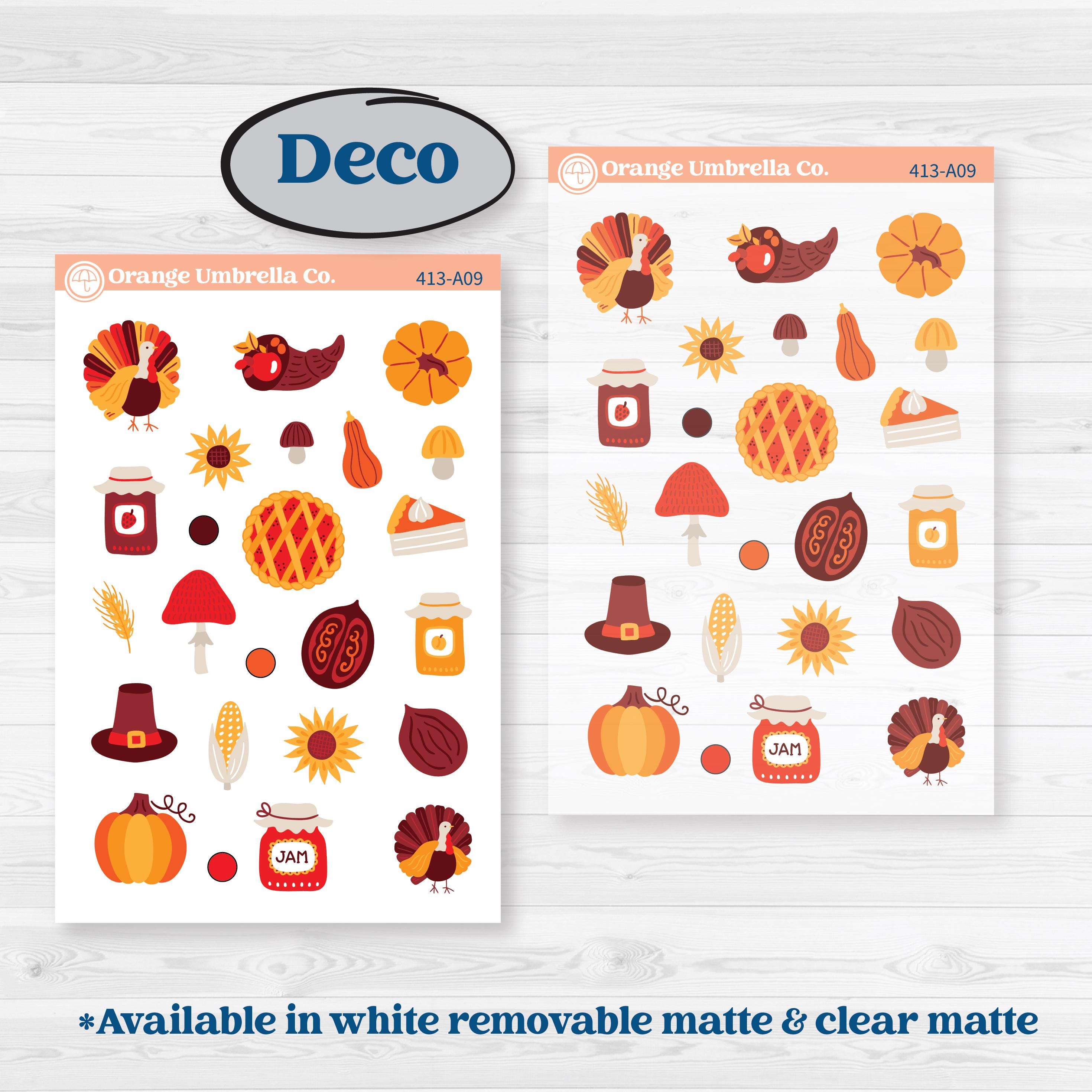 Thanksgiving Autumn Kit | Weekly Sticker Kit for Vertical Planners like Erin Condren | Gobble | KIT-413-A