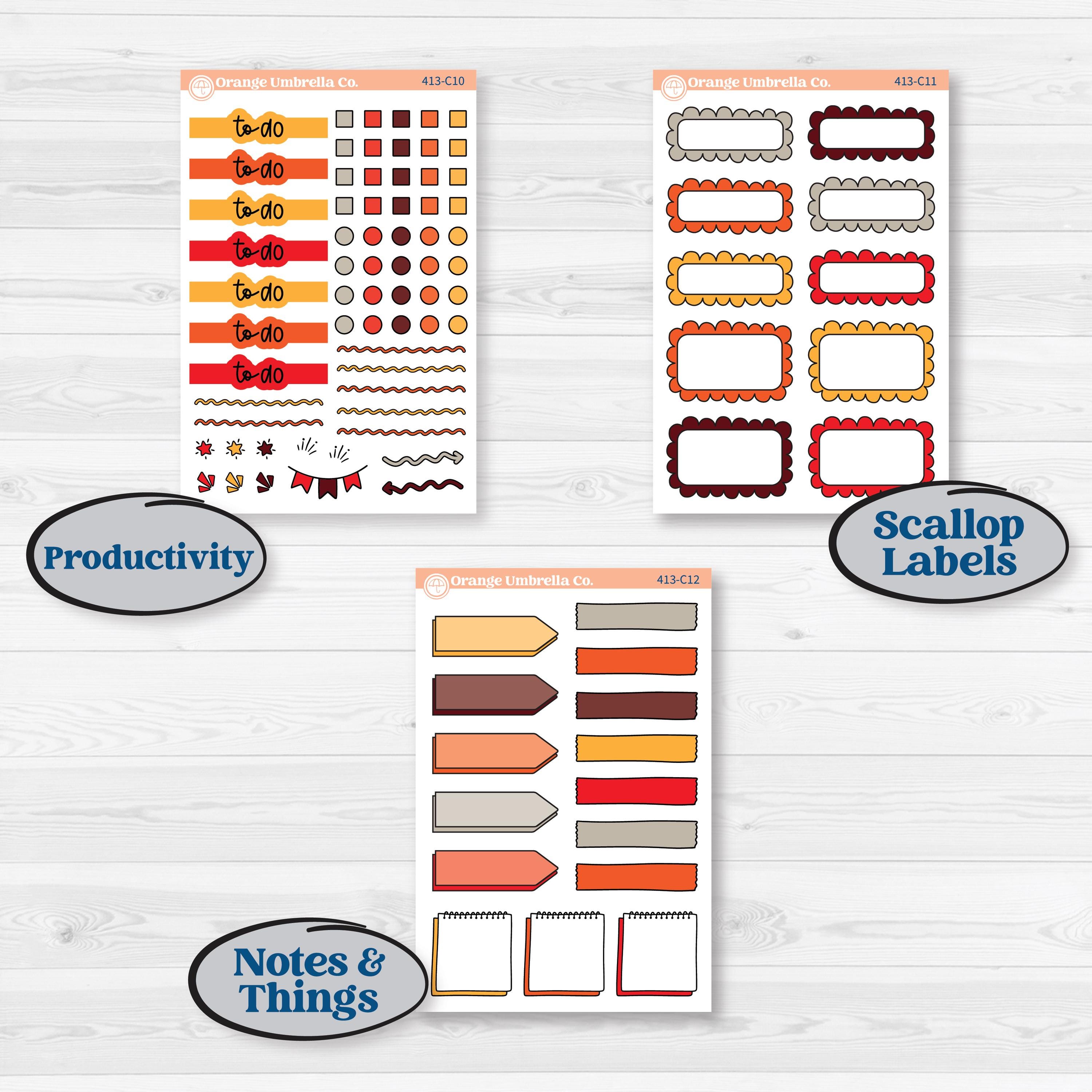 Thanksgiving Autumn Kit | Weekly Add-On Labels Planner Kit Stickers | Gobble | KIT-413-C