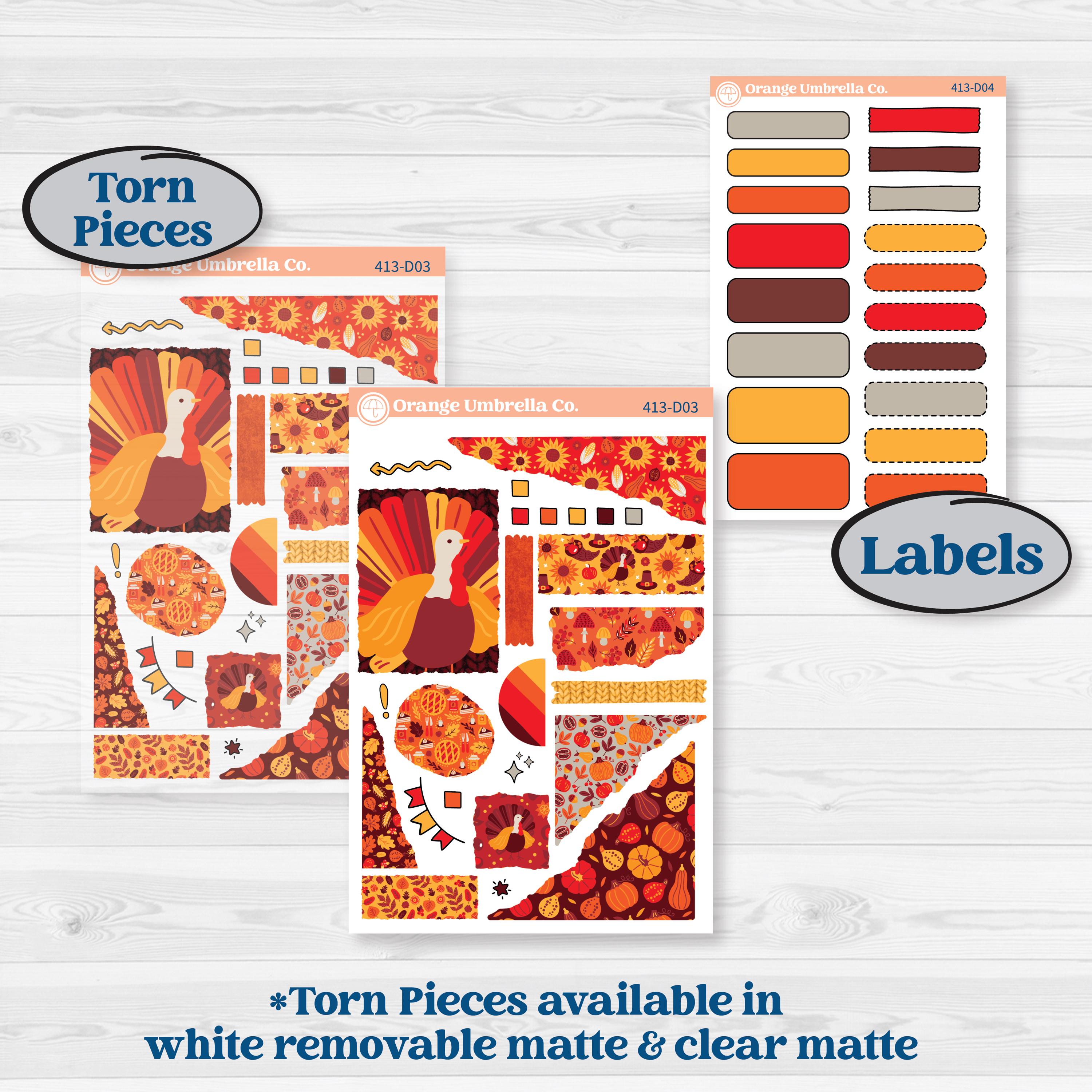 Thanksgiving Autumn Kit | Journaling Kit Planner Stickers | Gobble | KIT-413-D