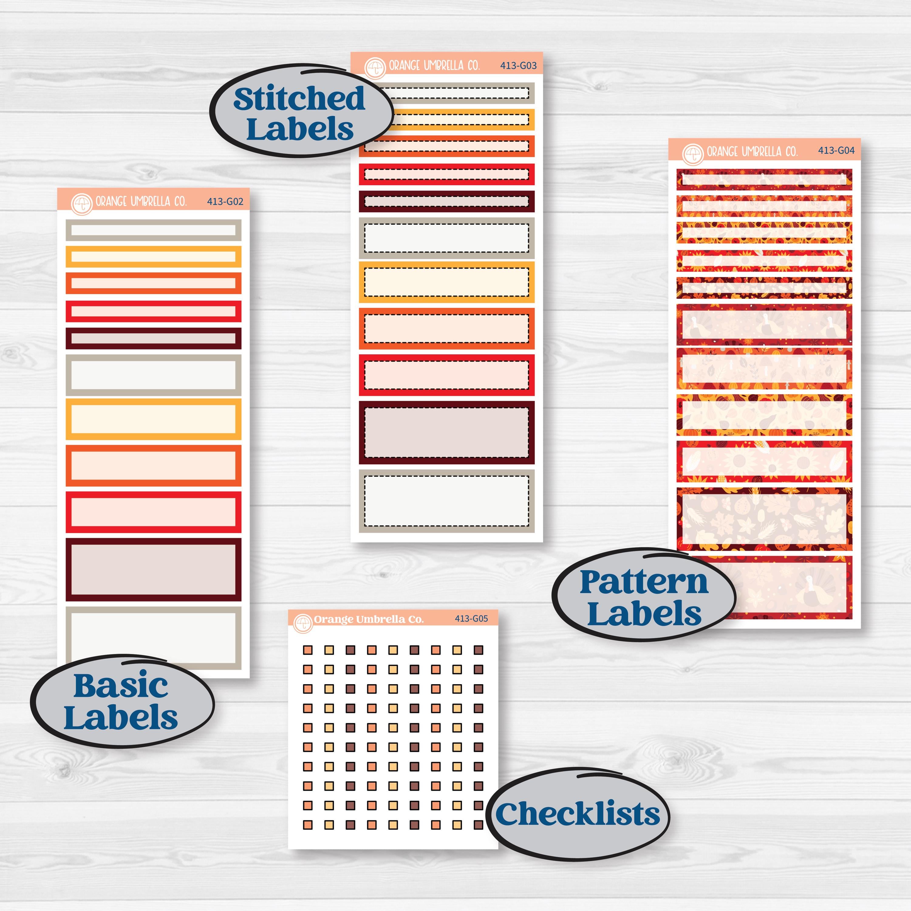 Thanksgiving Autumn Kit | A5 Compact Vertical Planner Kit Stickers for Erin Condren | Gobble | KIT-413-G