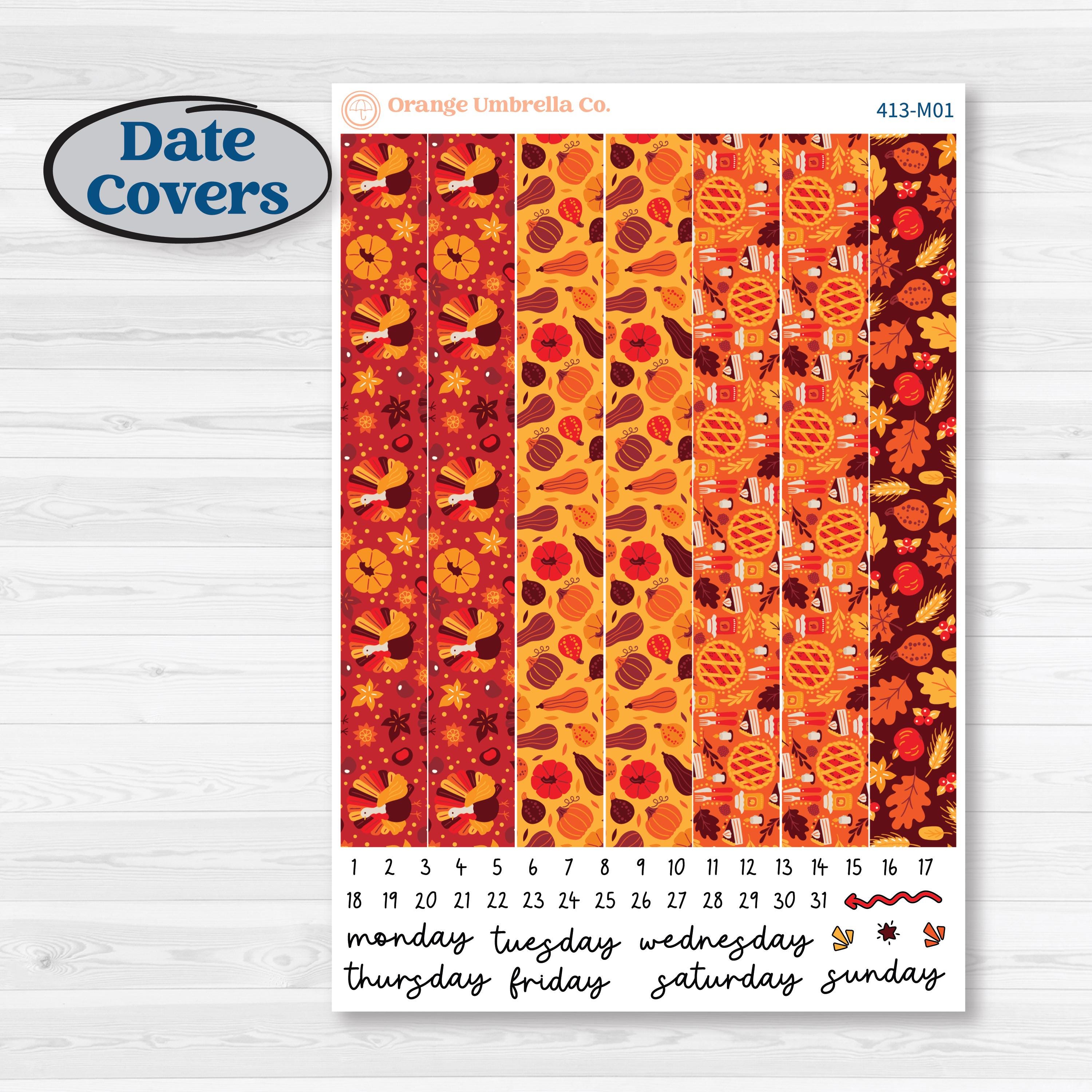 Thanksgiving Autumn Kit | 7x9 Erin Condren Daily Duo Planner Kit Stickers | Gobble | KIT-413-M