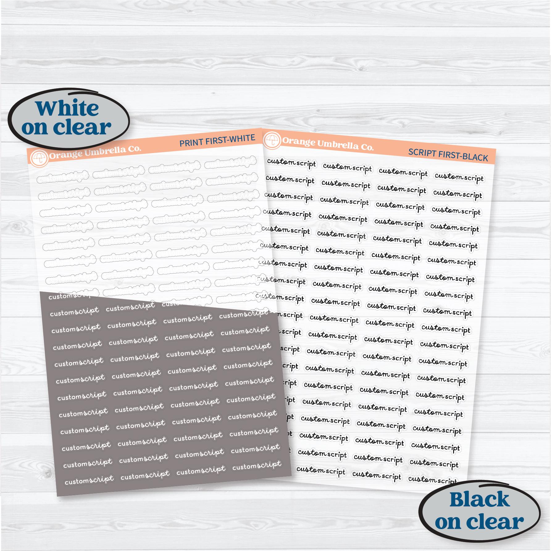 F16 Custom Script Planner Sticker | Choose your colors | Removable Matte Planner Stickers ** 1 phrase per sheet** | CustomF16