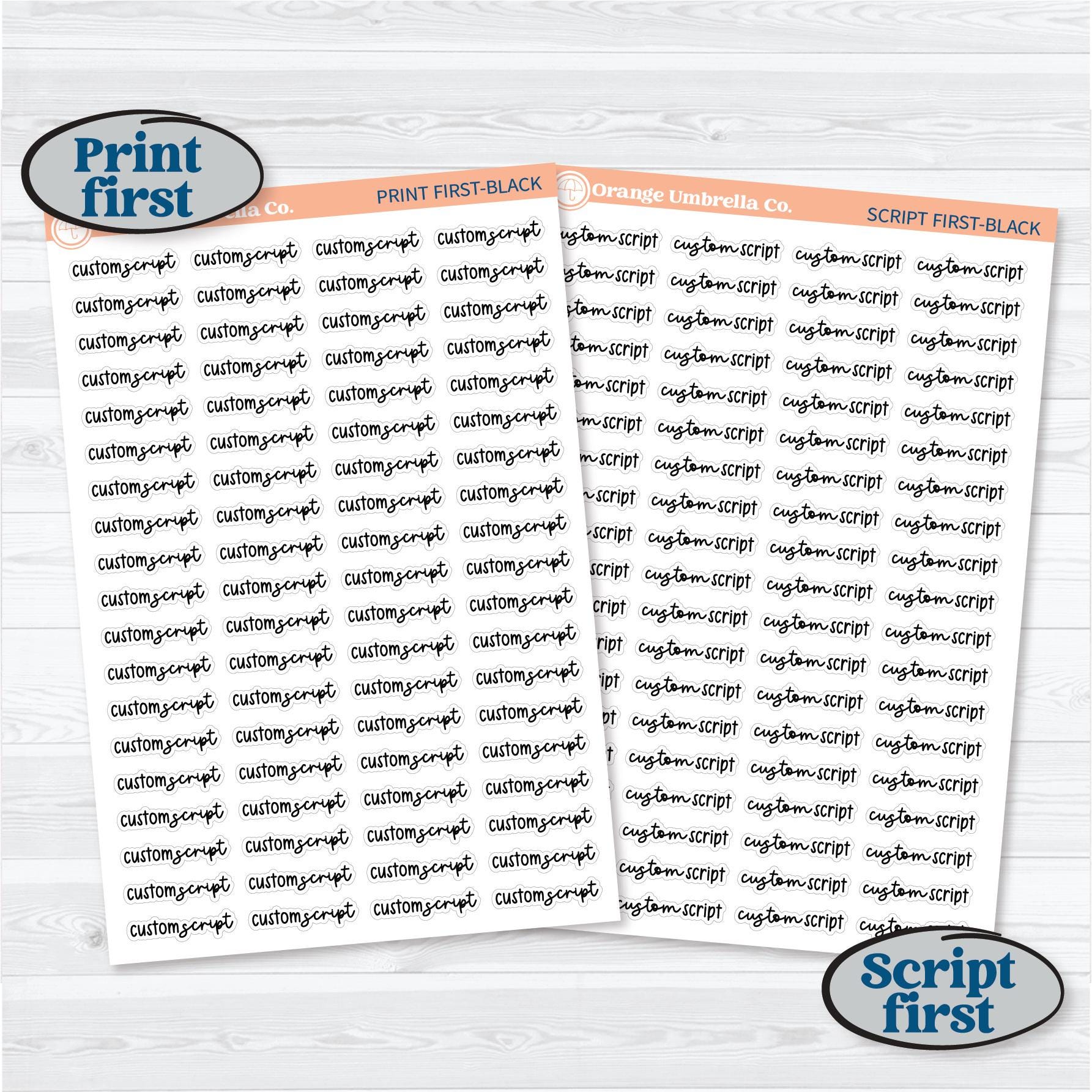 F17 Custom Script Sticker | 2025 Kits Font Duo | Removable Matte Planner Stickers ** 1 phrase per sheet** | CustomF17