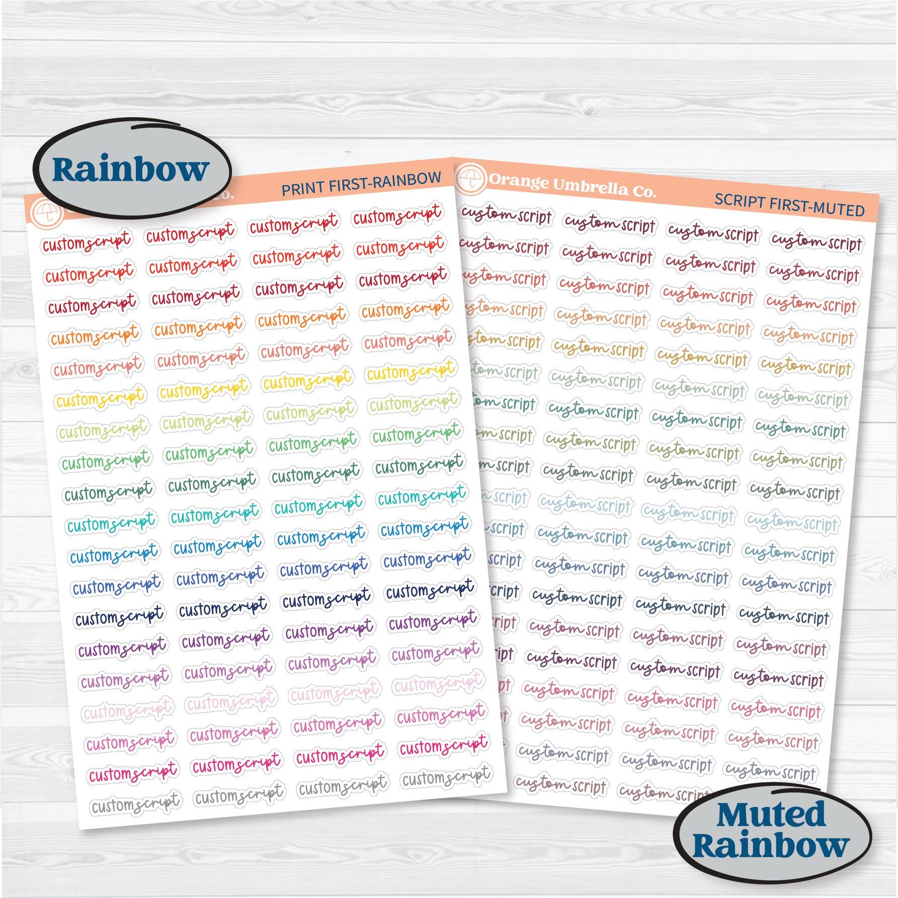 F17 Custom Script Sticker | 2025 Kits Font Duo | Removable Matte Planner Stickers ** 1 phrase per sheet** | CustomF17
