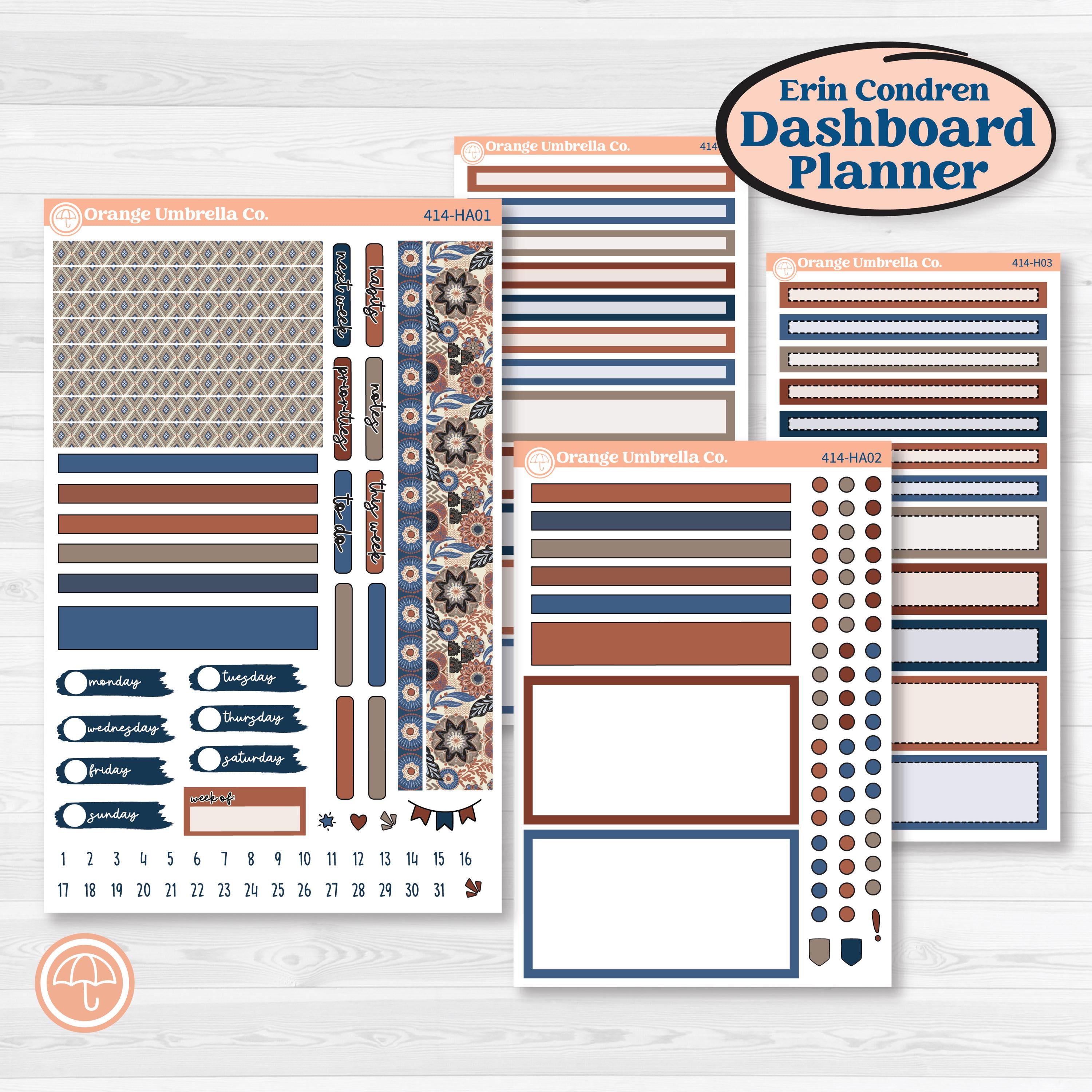 Patterned Boho Sticker Kit | Erin Condren Weekly Dashboard Planner Kit Stickers | Katie | KIT-414-HA