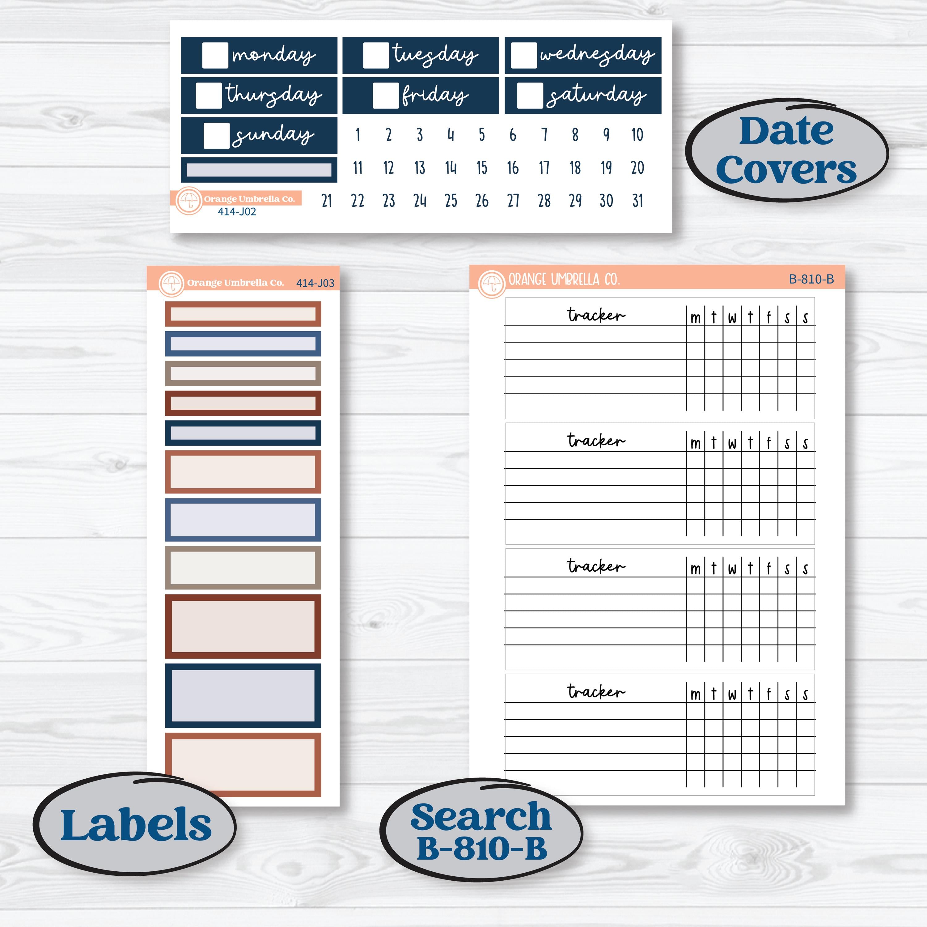 Patterned Boho Sticker Kit | Plum Vertical Priorities 7x9 Planner Kit Stickers | Katie | KIT-414-J