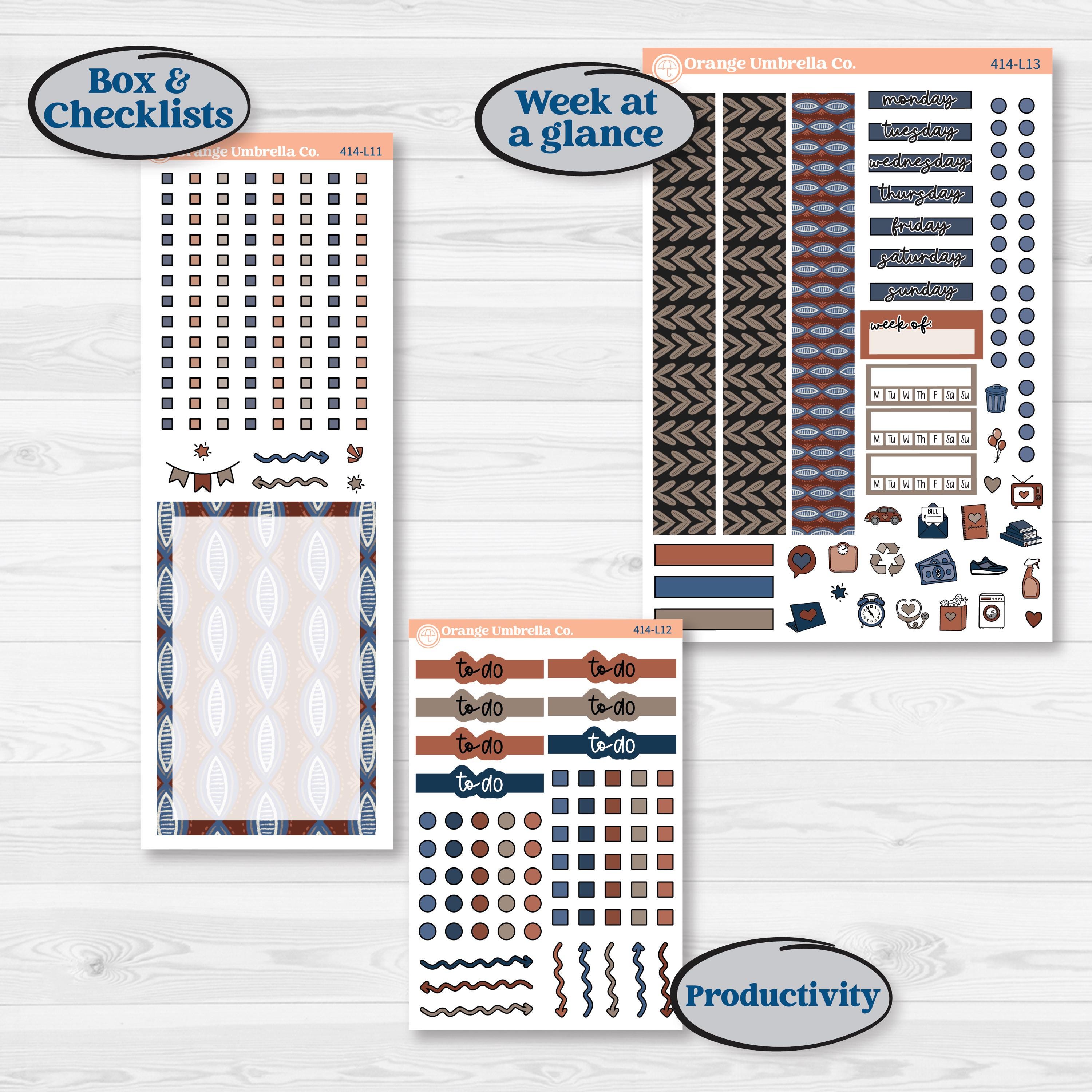 Patterned Boho Sticker Kit | A5 Daily Duo Planner Kit Stickers | Katie | KIT-414-L