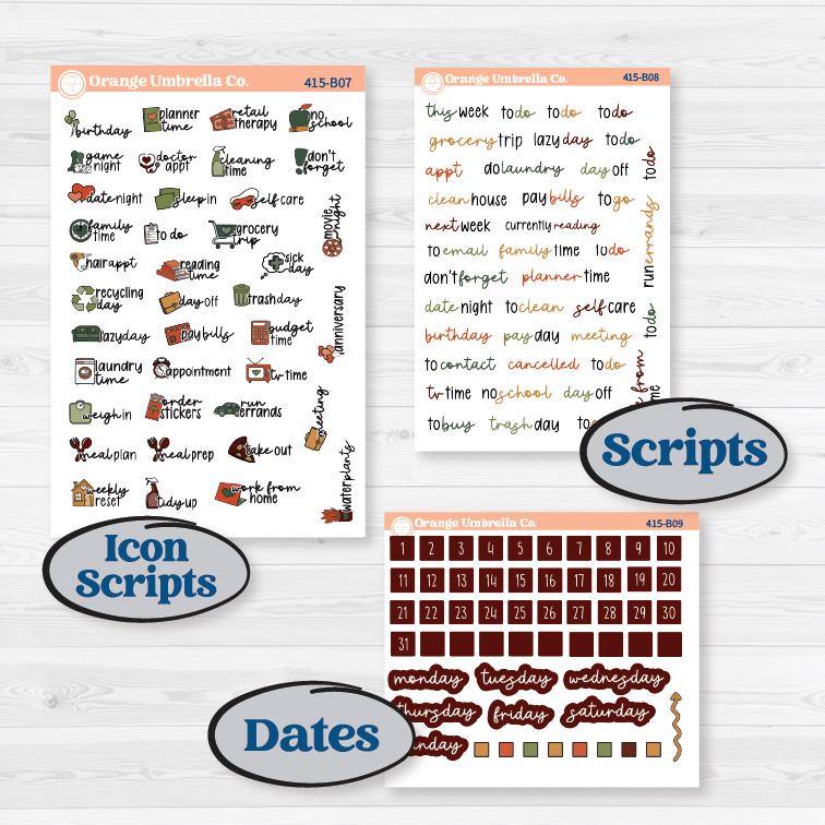 Watercolor Autumn Kit | Weekly Add-On Planner Kit Stickers | Crackle | KIT-415-B