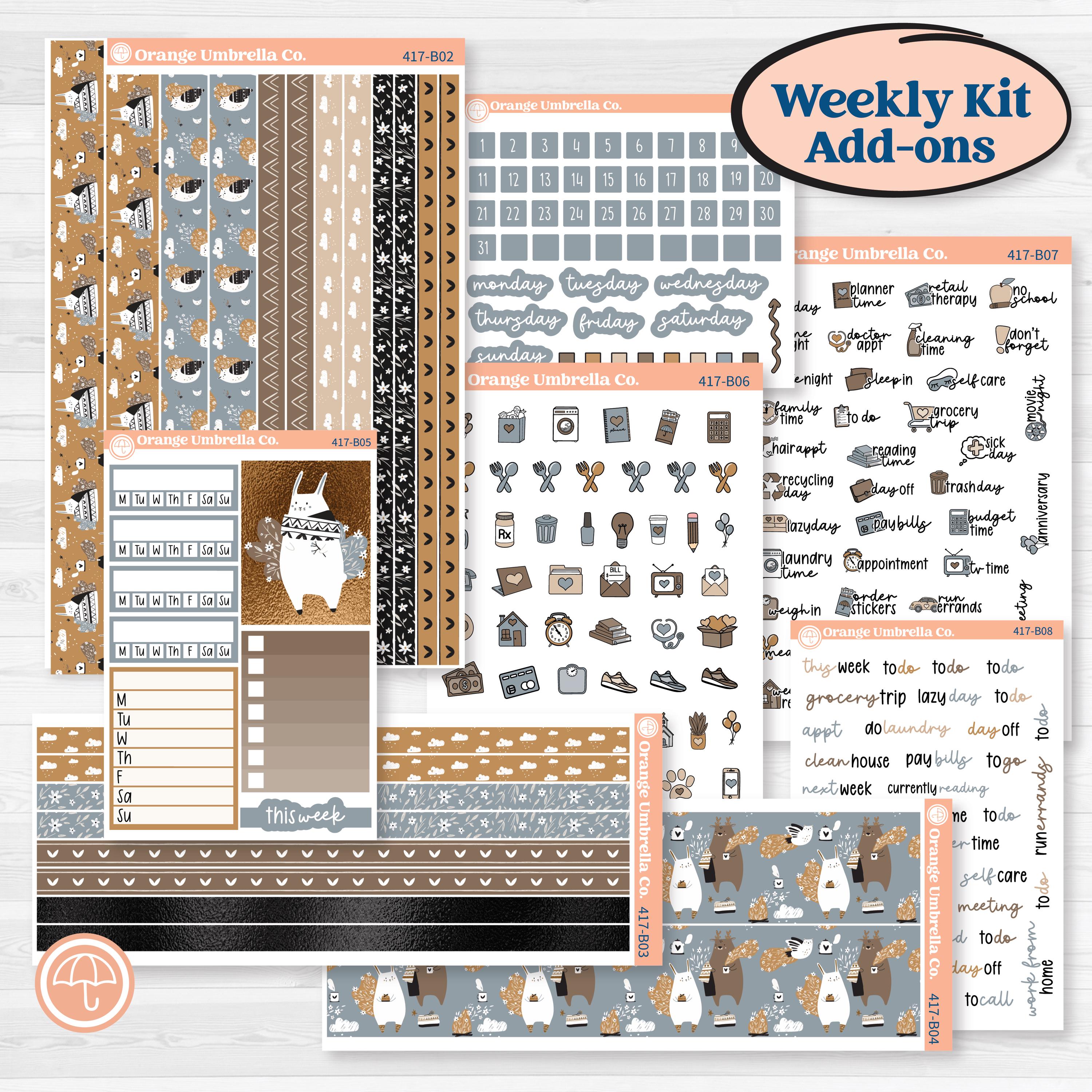 Woodland Winter Animals Kit | Weekly Add-On Planner Kit Stickers | Chill Out | KIT-417-B