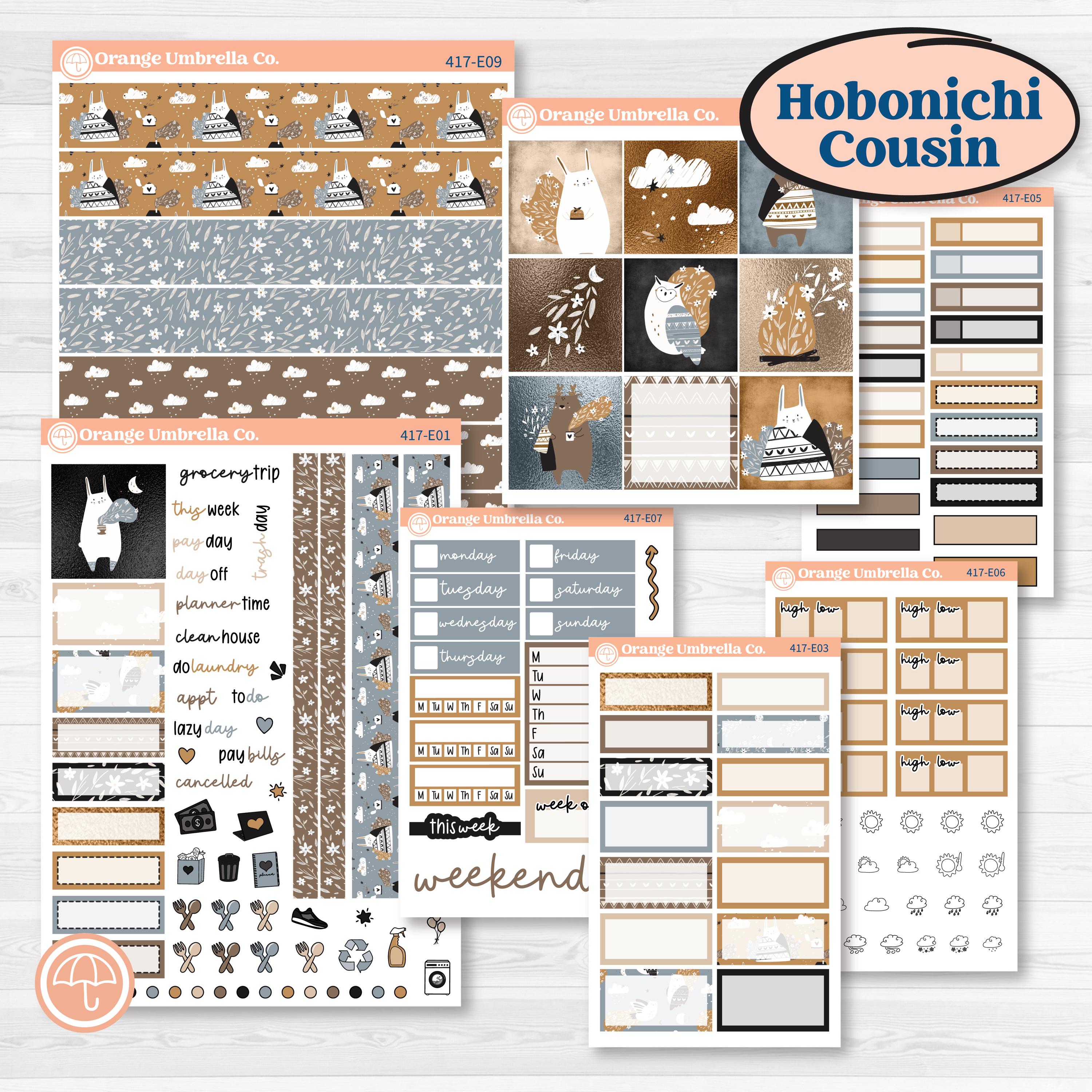 Woodland Winter Animals Kit | Hobonichi Cousin Weekly & Daily Planner Kit Stickers | Chill Out | KIT-417-E
