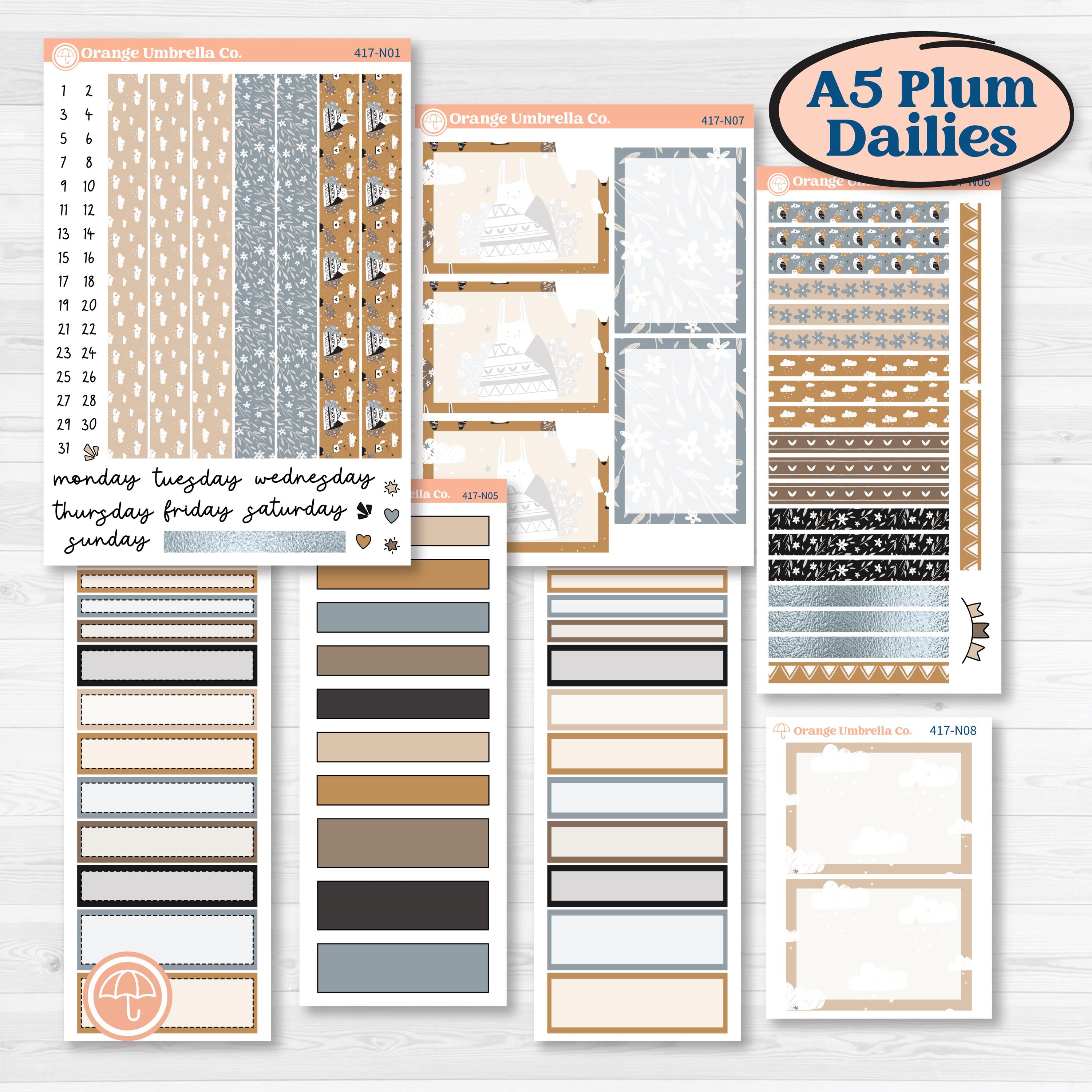 Woodland Winter Animals Kit | A5 Plum Daily Planner Kit Stickers | Chill Out | KIT-417-N