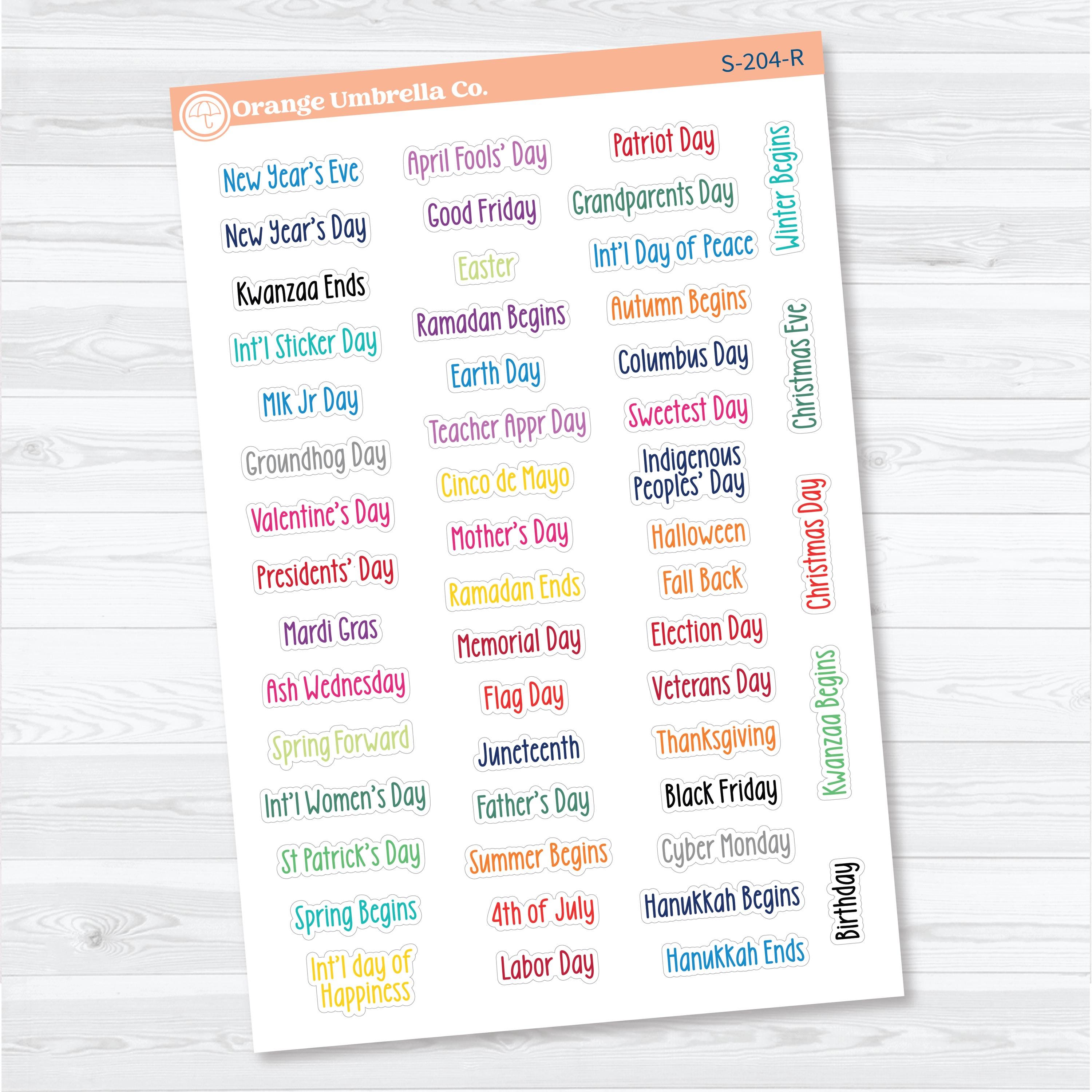 US Holidays F18 Font | Planner Stickers | S-204