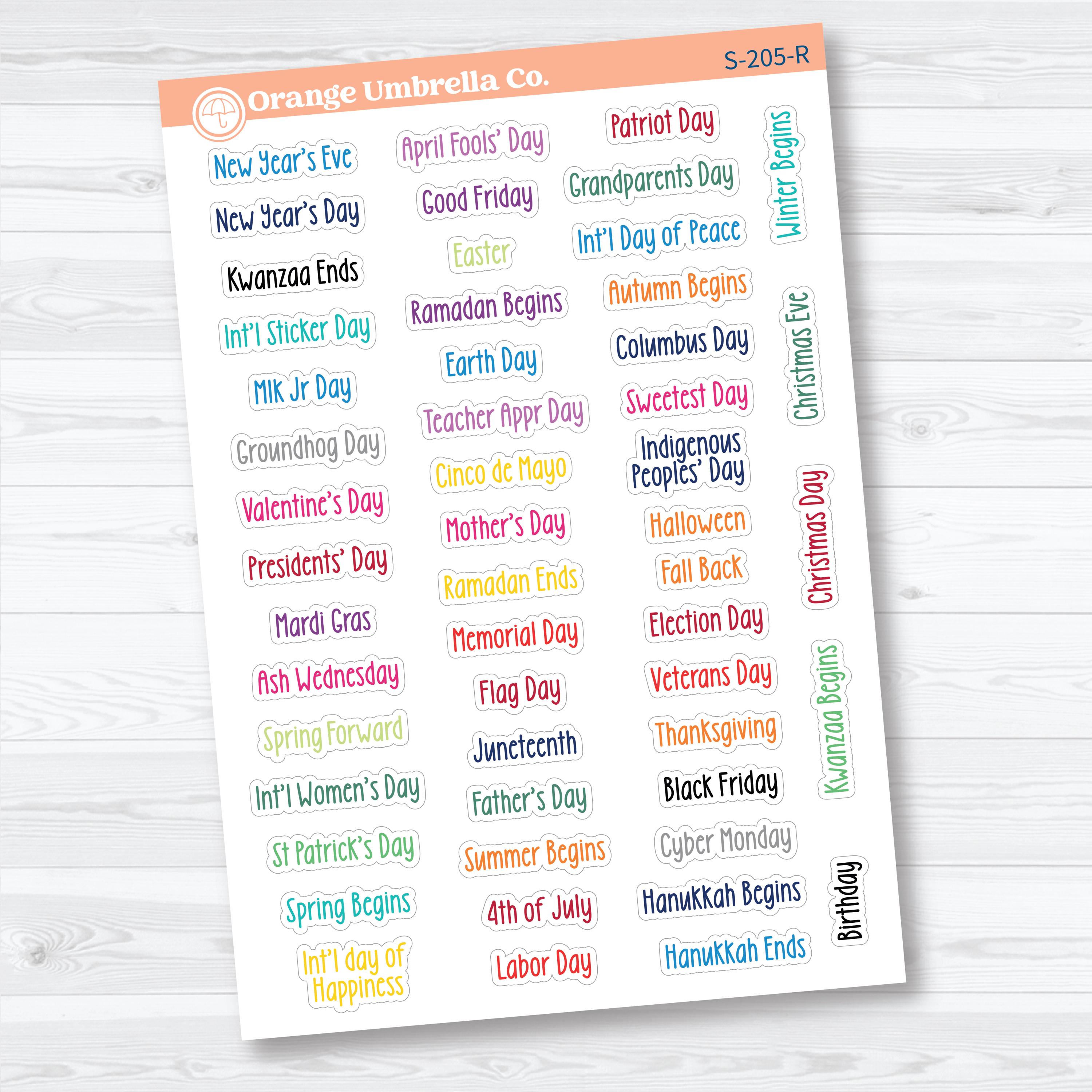 US Holidays F18 Font | Mini Planner Stickers Hobonichi Cousin | S-205