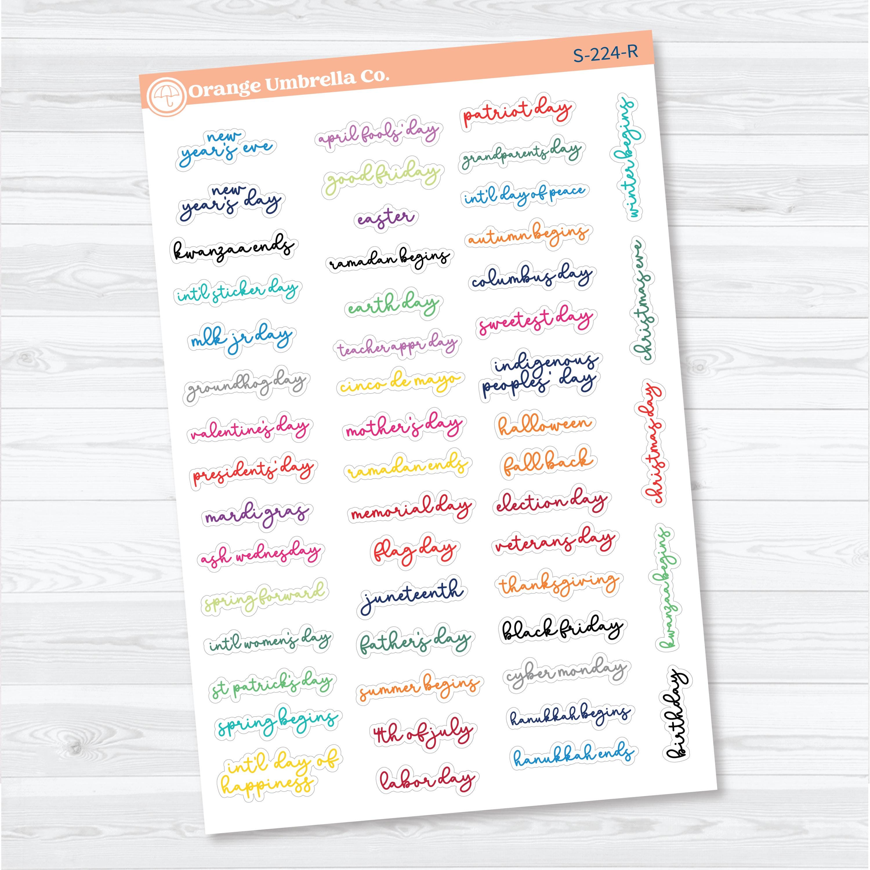 US Holidays F18 Font | Script Planner Stickers | S-224