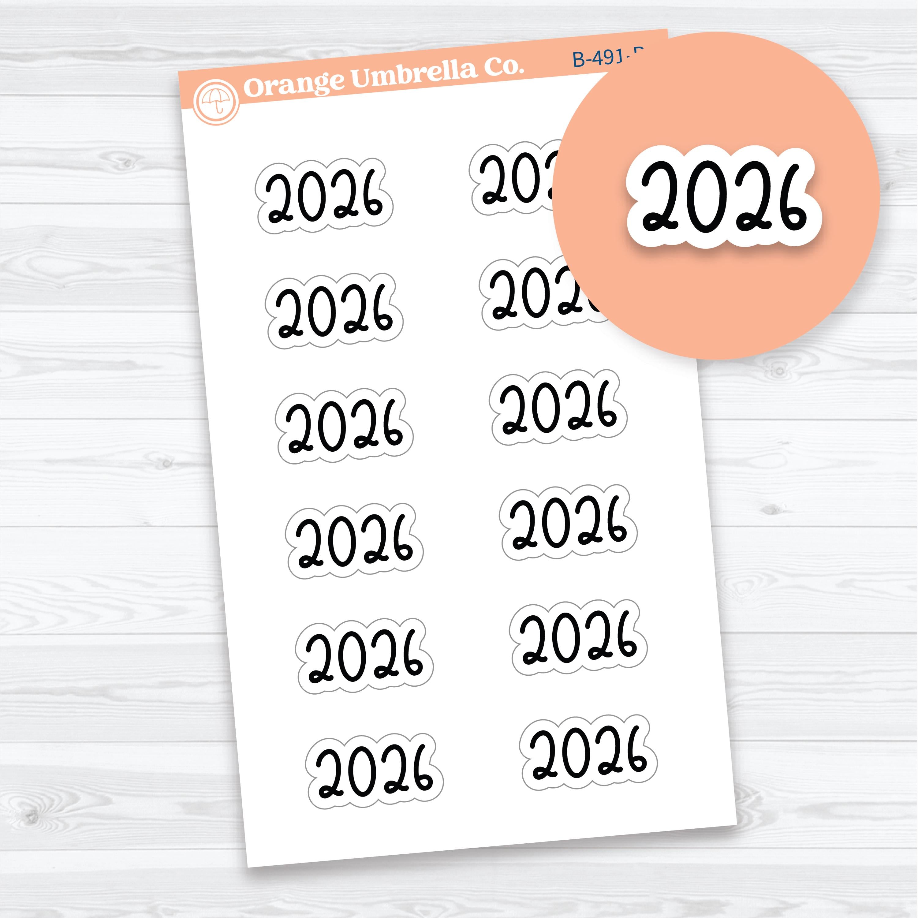 2026 Year Stickers F18 Font | Medium Planner Stickers | B-491