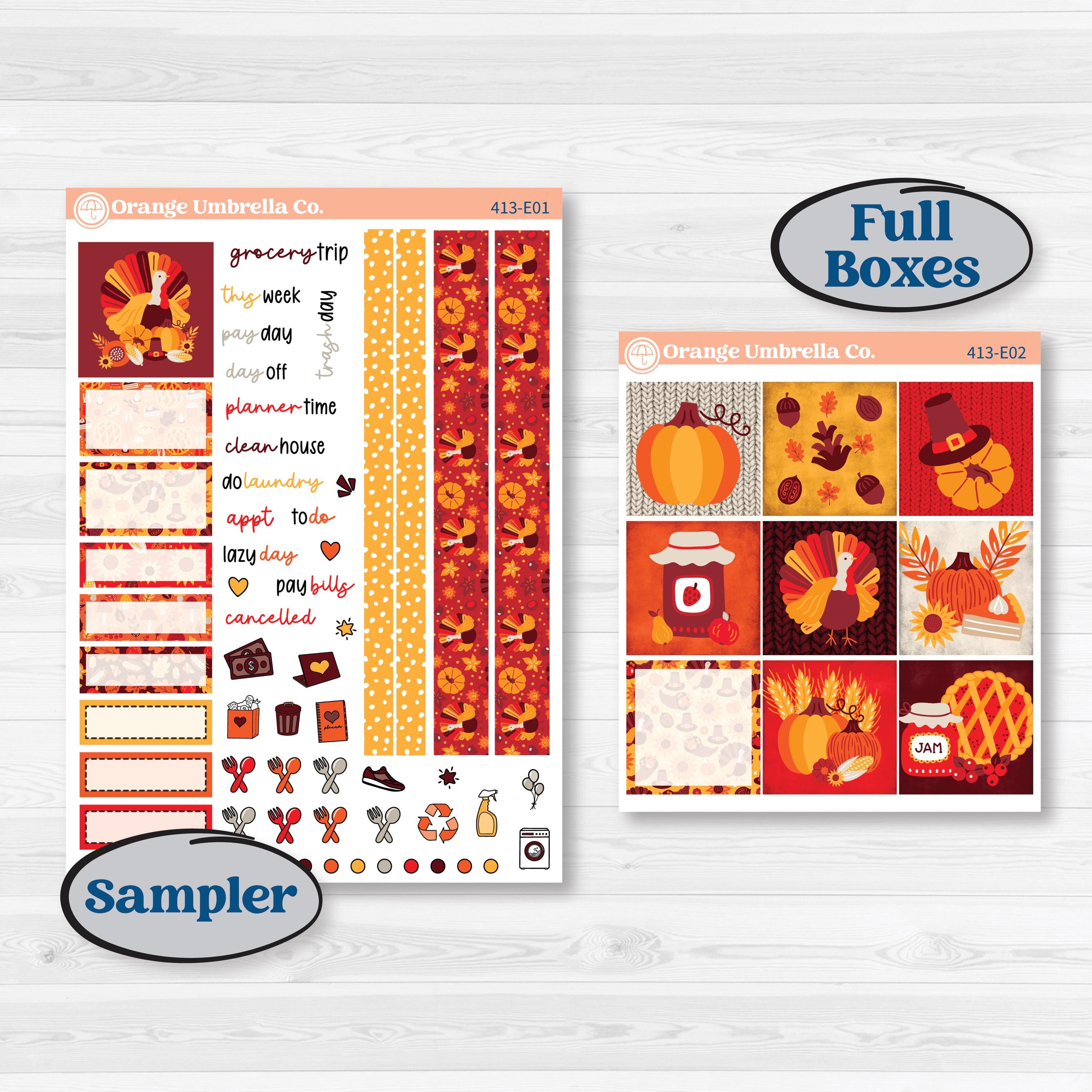 Thanksgiving Autumn Kit | Hobonichi Cousin Weekly & Daily Planner Kit Stickers | Gobble | KIT-413-E