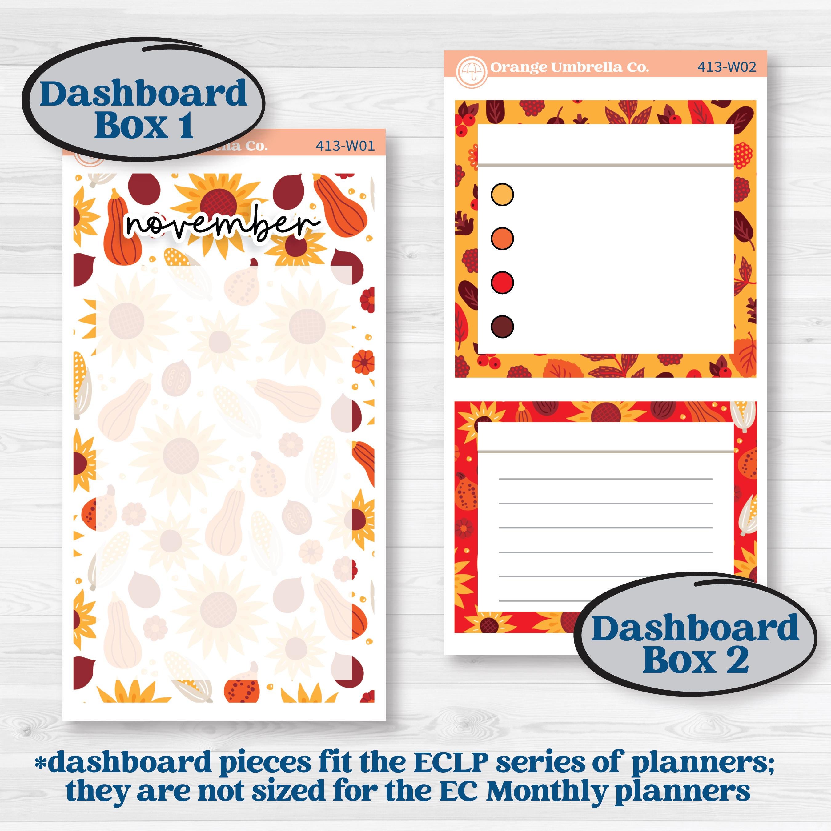 Thanksgiving Autumn Kit | 7x9 Erin Condren Life Planner Monthly & Dashboard Sticker Kit | 2024-2025 Planners | Gobble | KIT-413-W