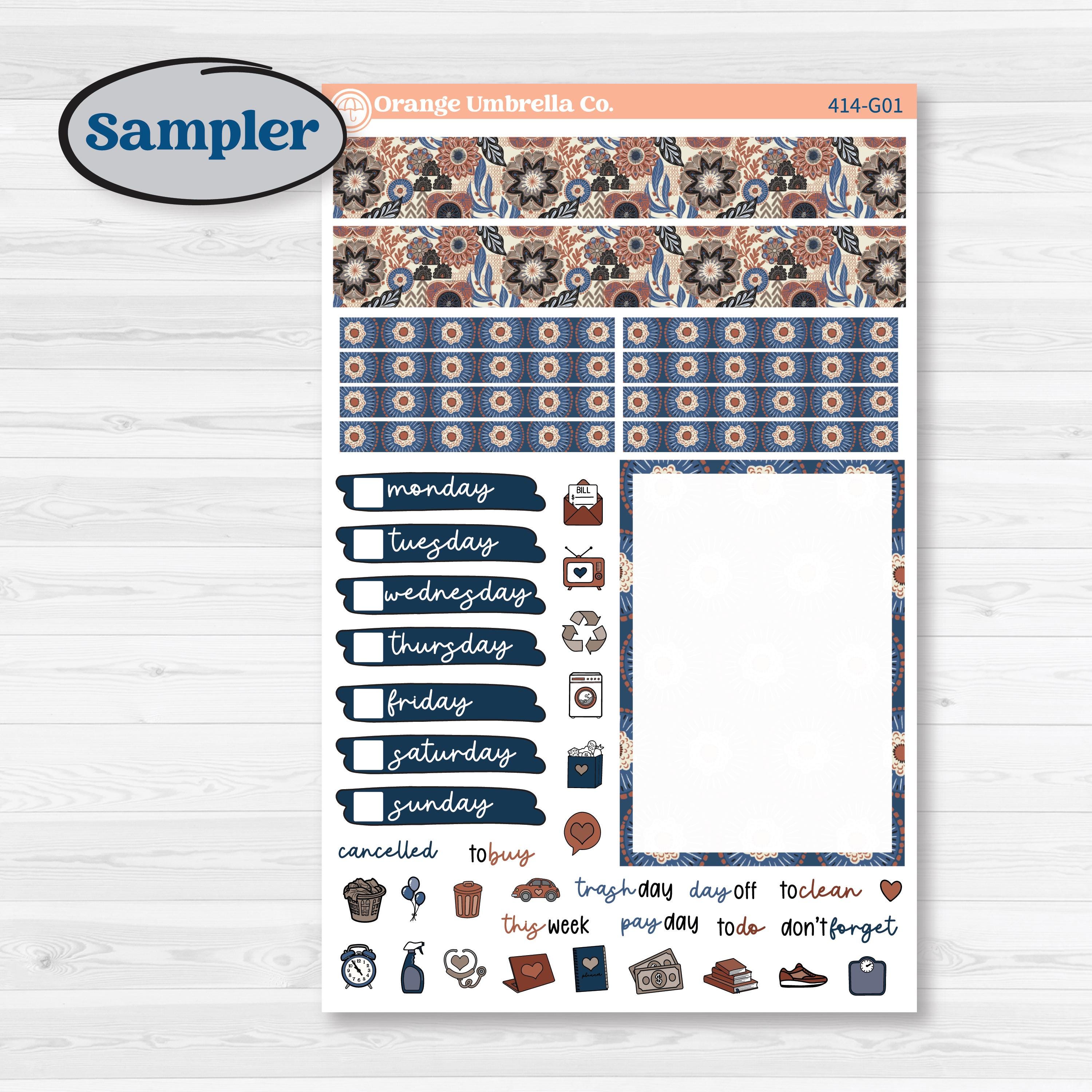 Patterned Boho Sticker Kit | A5 Compact Vertical Planner Kit Stickers for Erin Condren | Katie | KIT-414-G