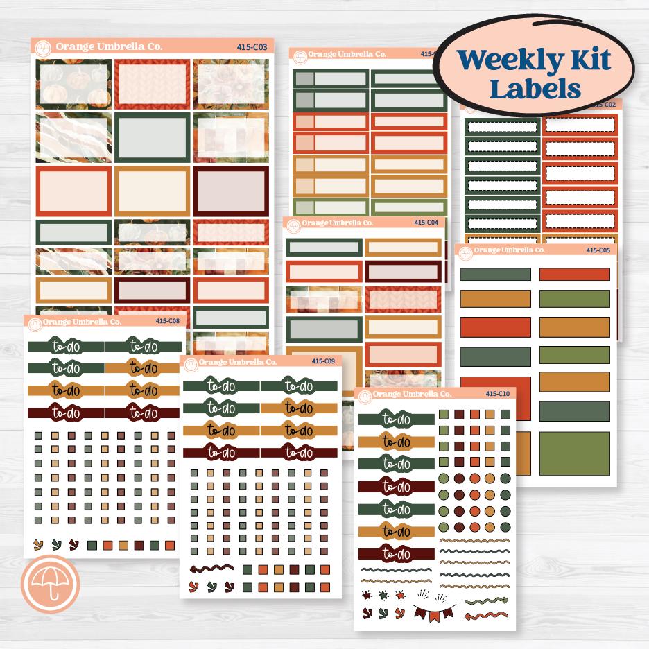 Watercolor Autumn Kit | Weekly Add-On Labels Planner Kit Stickers | Crackle | KIT-415-C