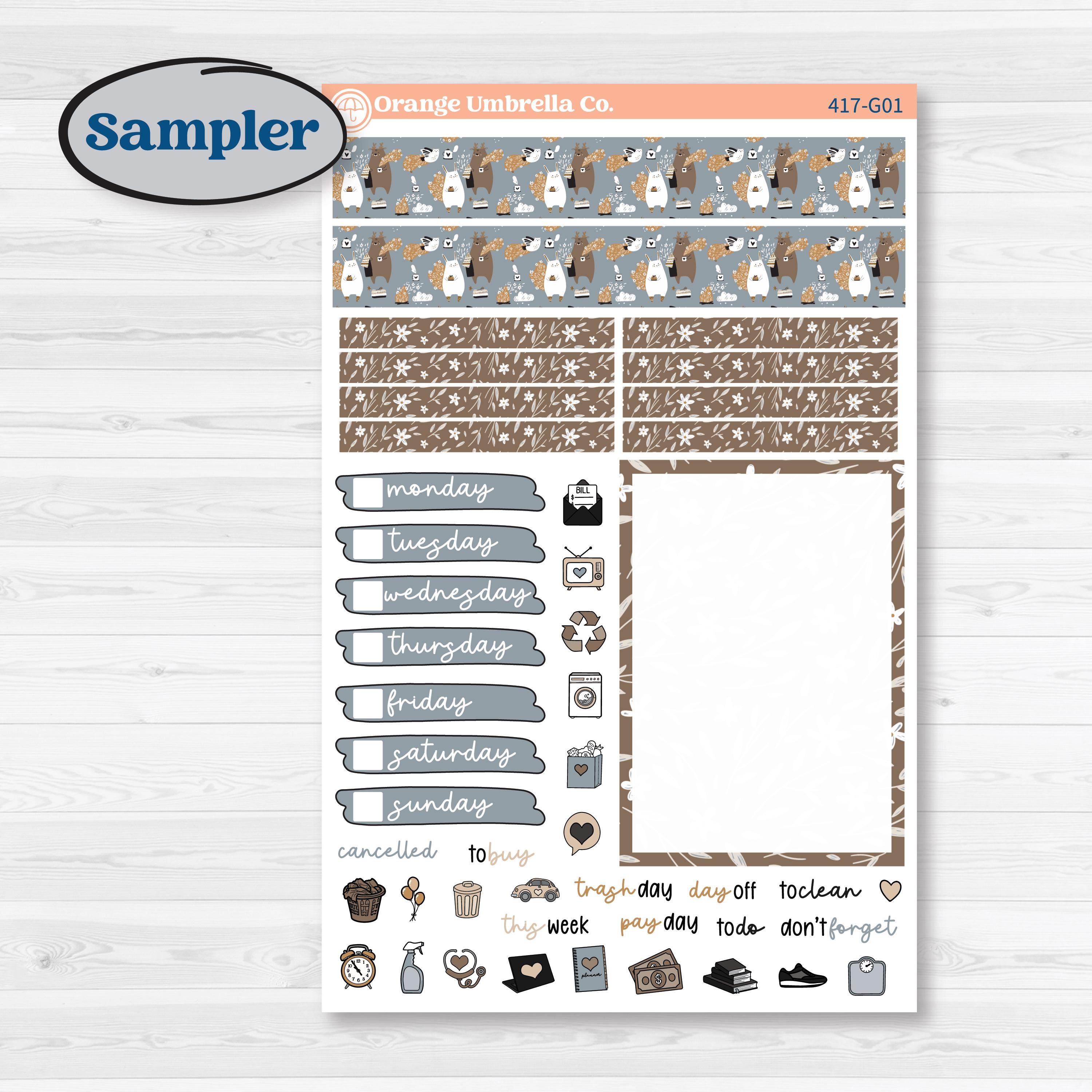 Woodland Winter Animals Kit | A5 Compact Vertical Planner Kit Stickers for Erin Condren | Chill Out | KIT-417-G
