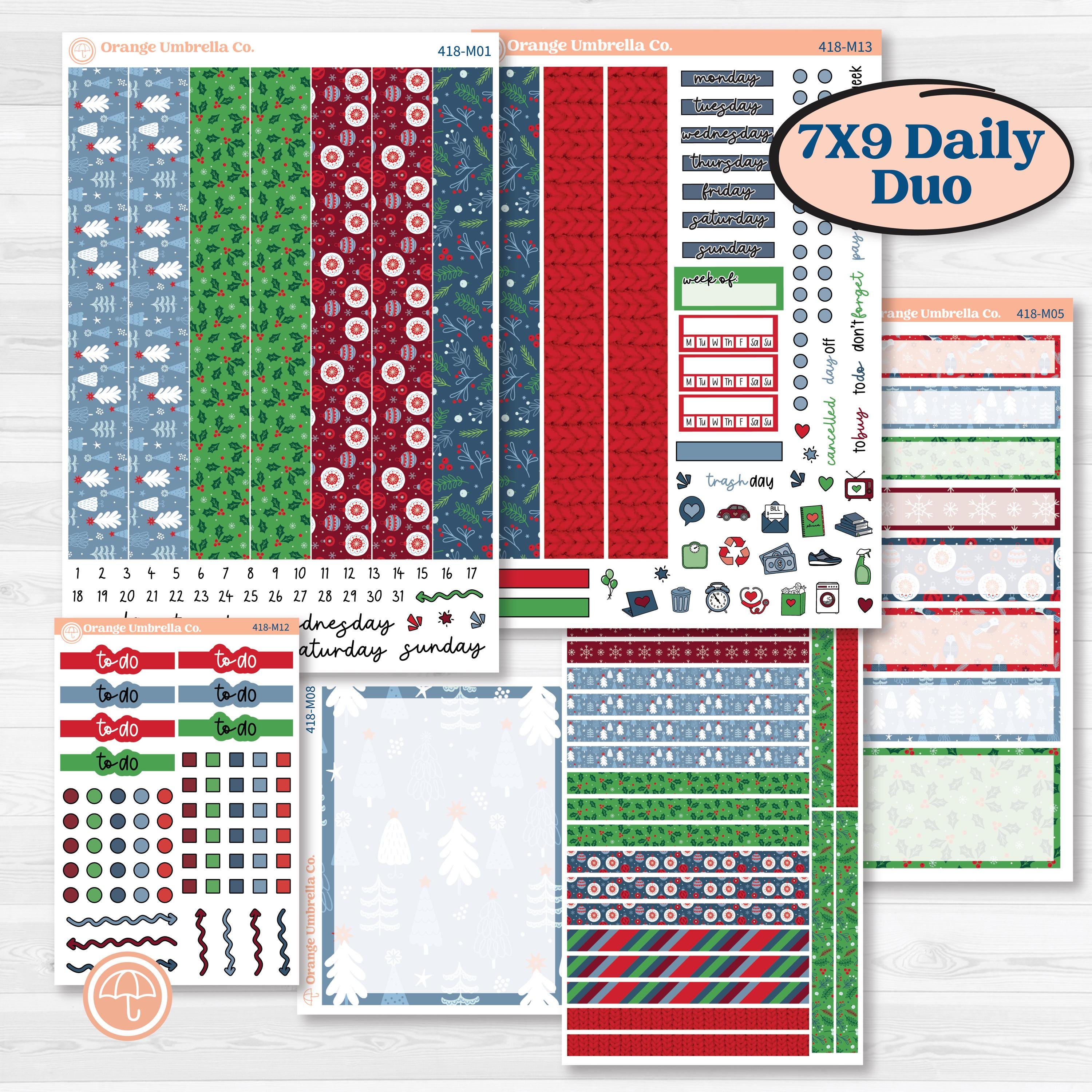 Playful Winter Kit | 7x9 Erin Condren Daily Duo Planner Kit Stickers | Jingle | KIT-418-M
