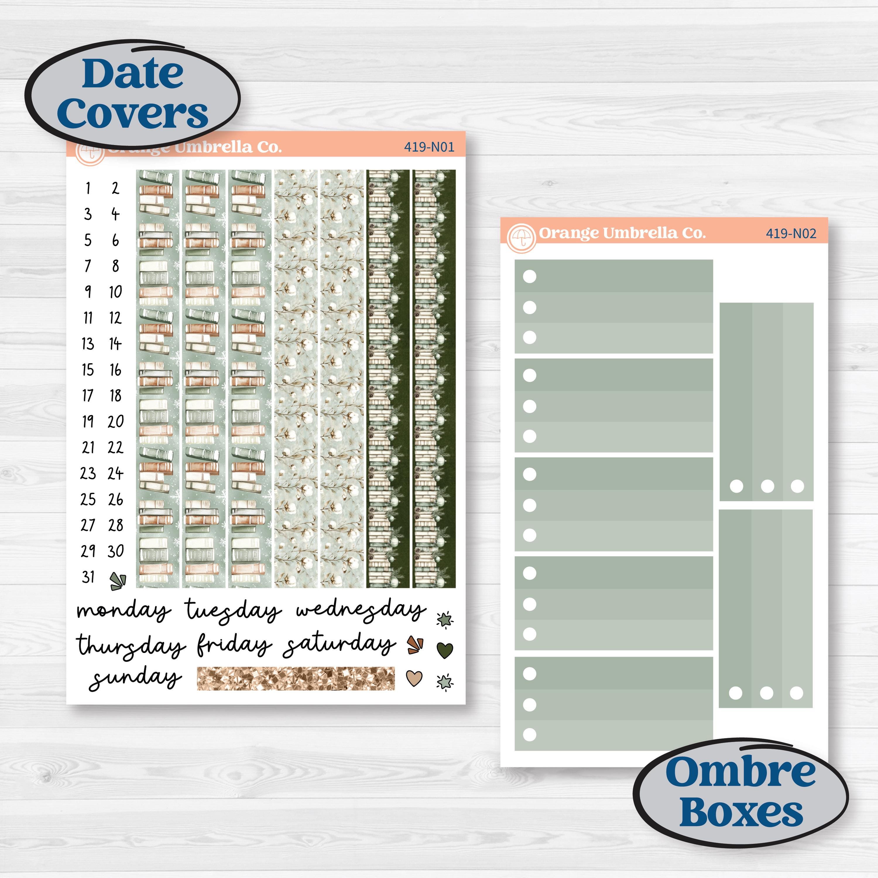 Classic Christmas Reading Kit | A5 Plum Daily Planner Kit Stickers | All Aglow | KIT-419-N