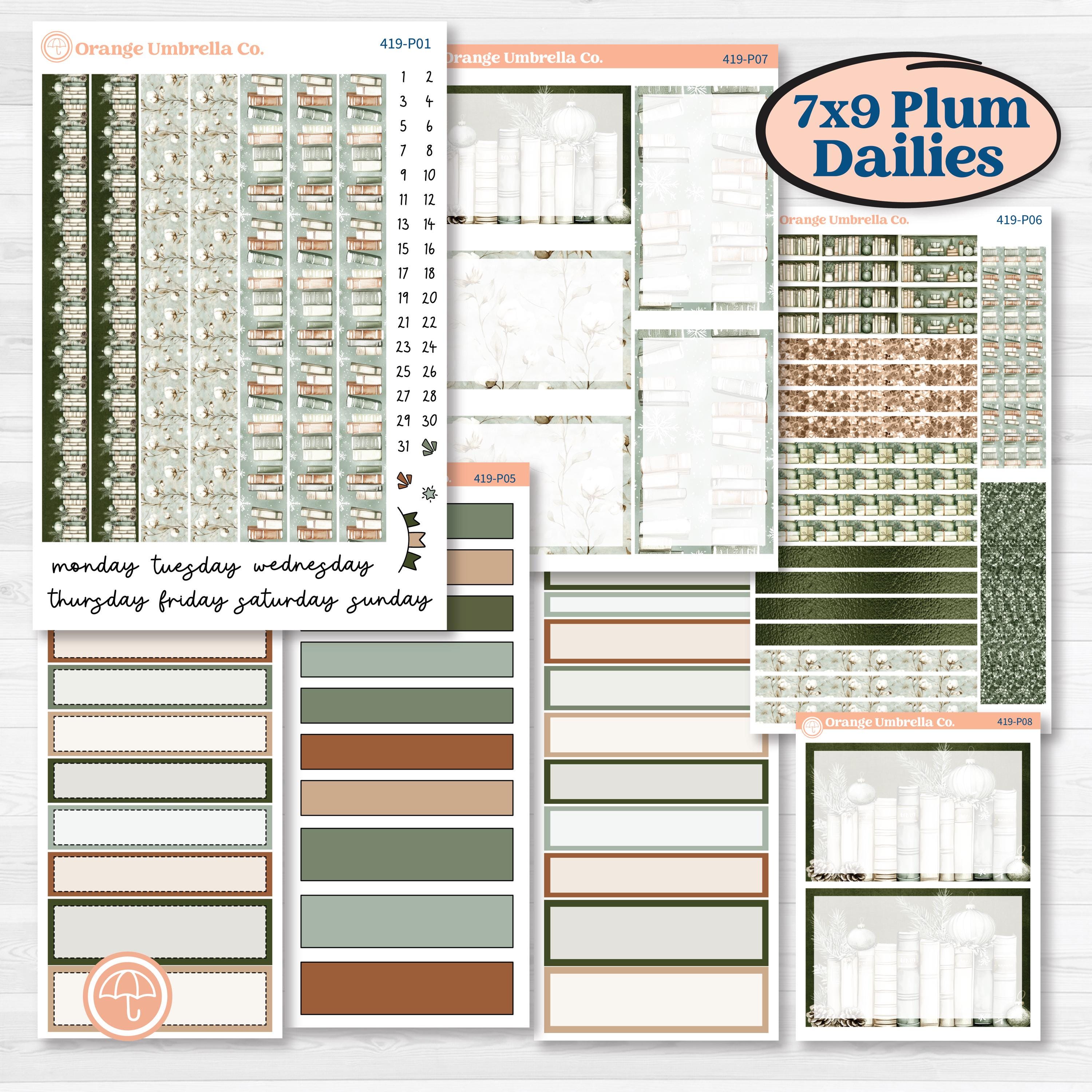Classic Christmas Reading Kit | 7x9 Plum Daily Planner Kit Stickers