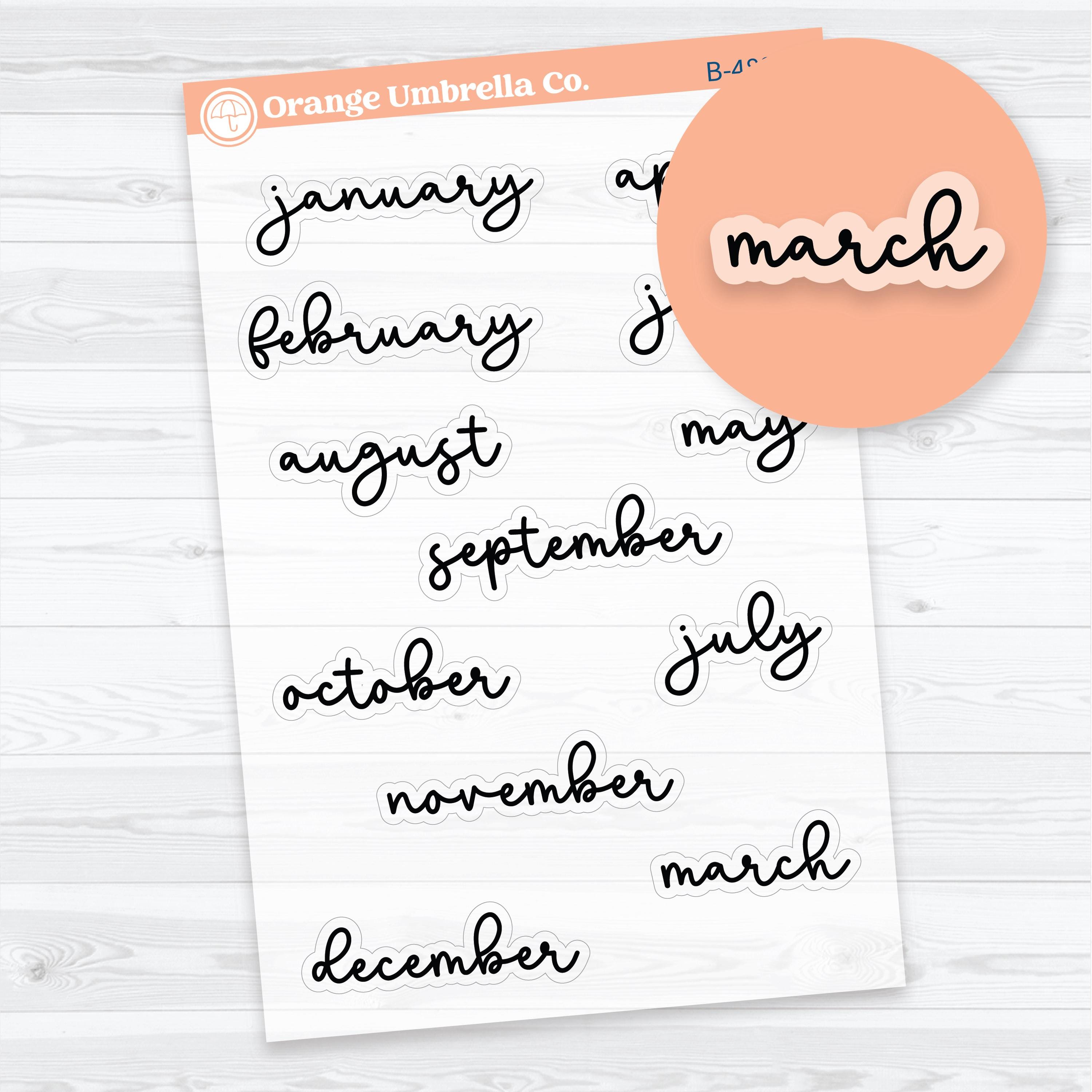 Months of the Year F18 Font | Clear Matte Medium Planner Stickers | B-488-BCM