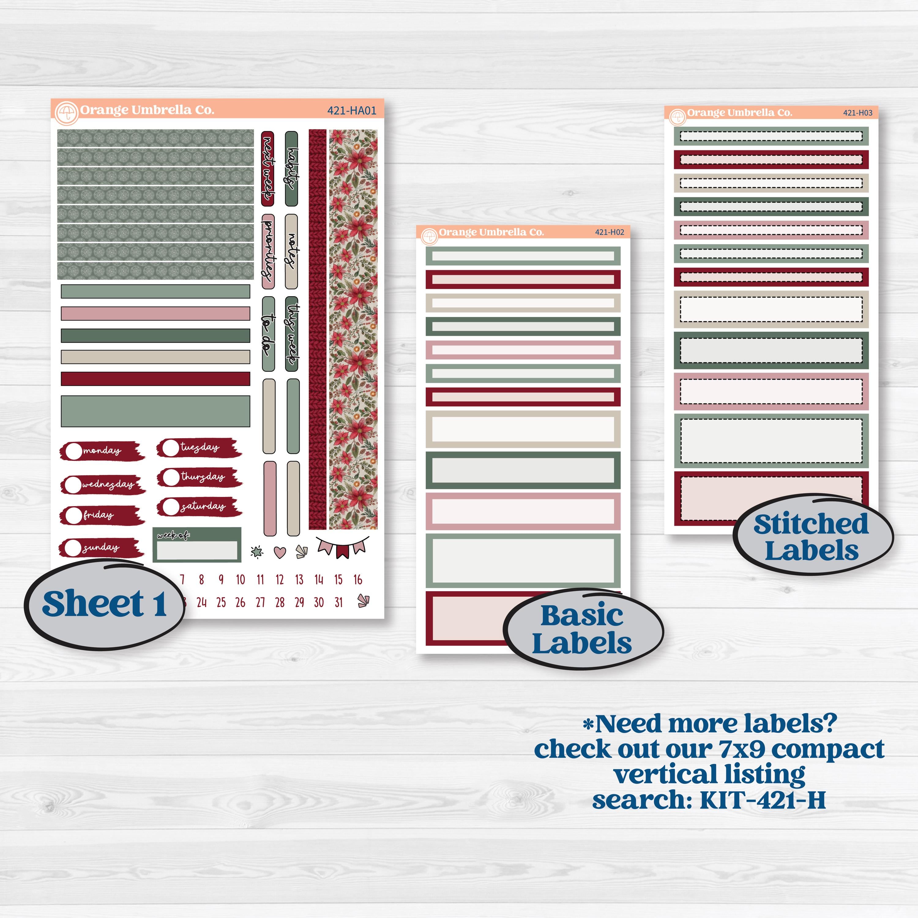Vintage Christmas Kit | Erin Condren Weekly Dashboard Planner Kit Stickers | Holiday Nostalgia | KIT-421-HA