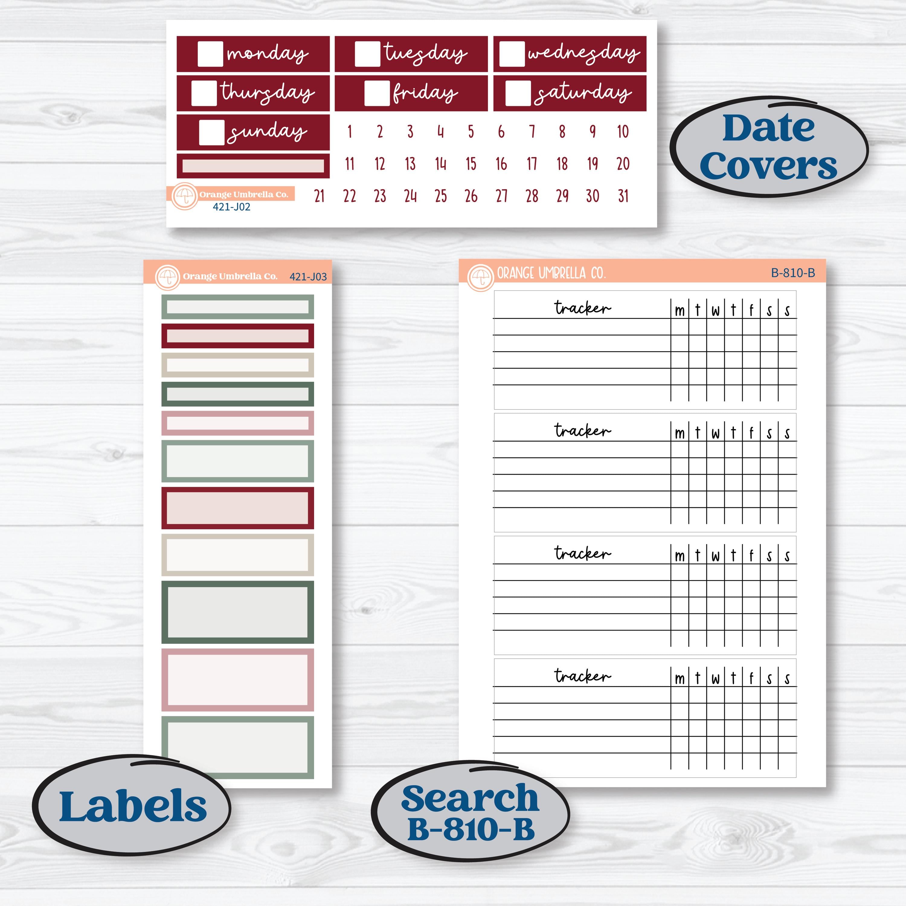 Vintage Christmas Kit | Plum Vertical Priorities 7x9 Planner Kit Stickers | Holiday Nostalgia | KIT-421-J