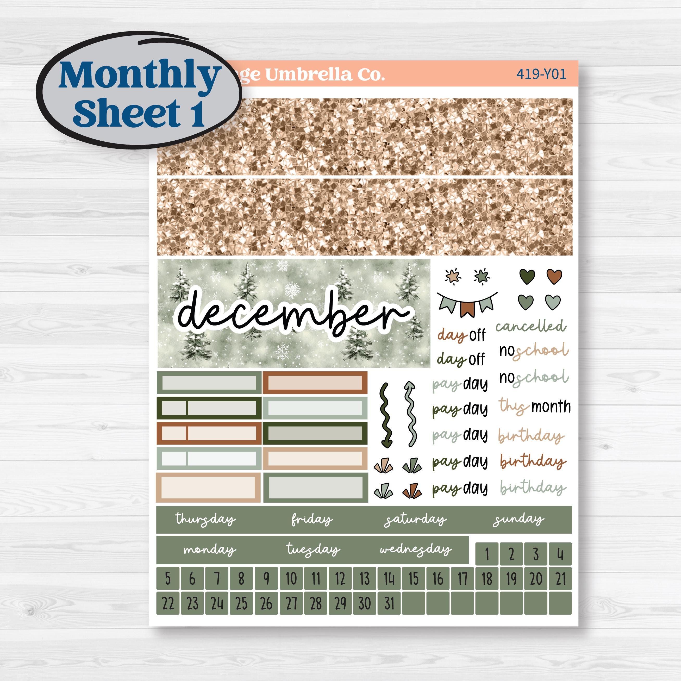 Classic Christmas Reading Kit | Hobonichi Cousin Monthly Planner Kit Stickers | All Aglow | KIT-419-Y