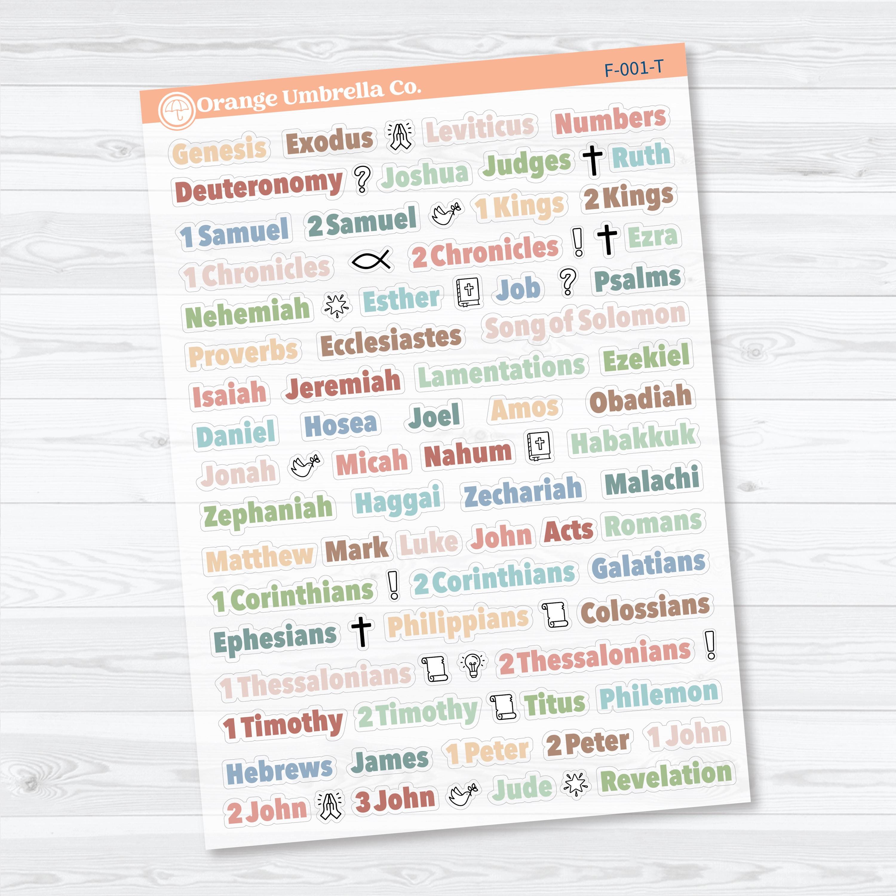 Mini Books of the Bible | Clear Matte | Faith Based Planner or Bible Journaling Stickers | F-001-CM