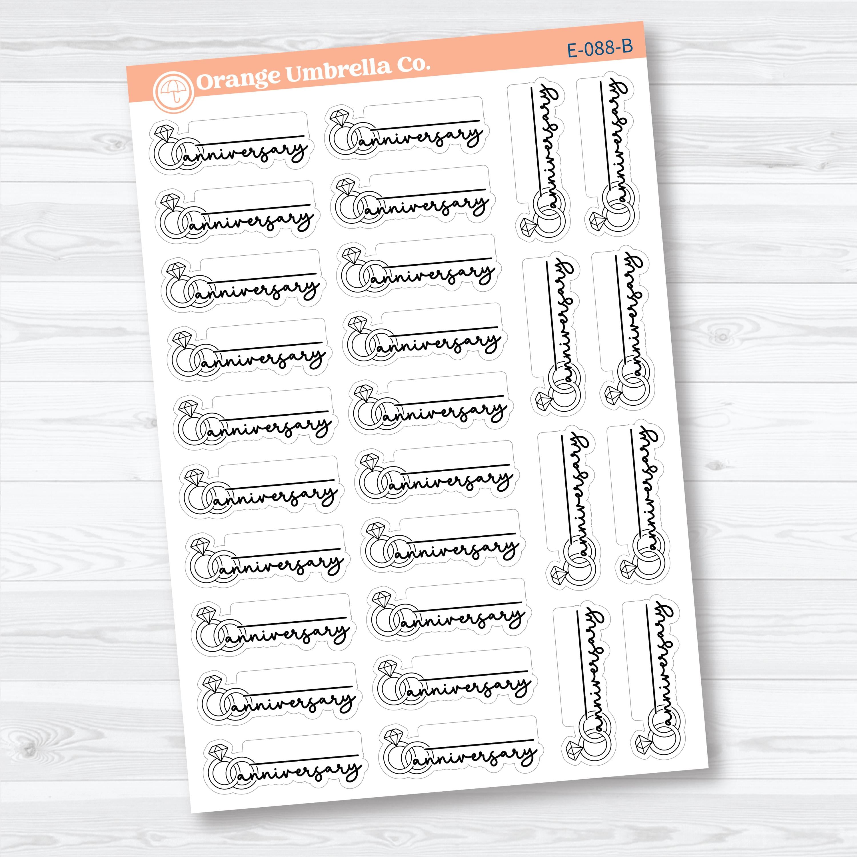Fill-In Anniversary Labels | Event Planner Stickers | E-088