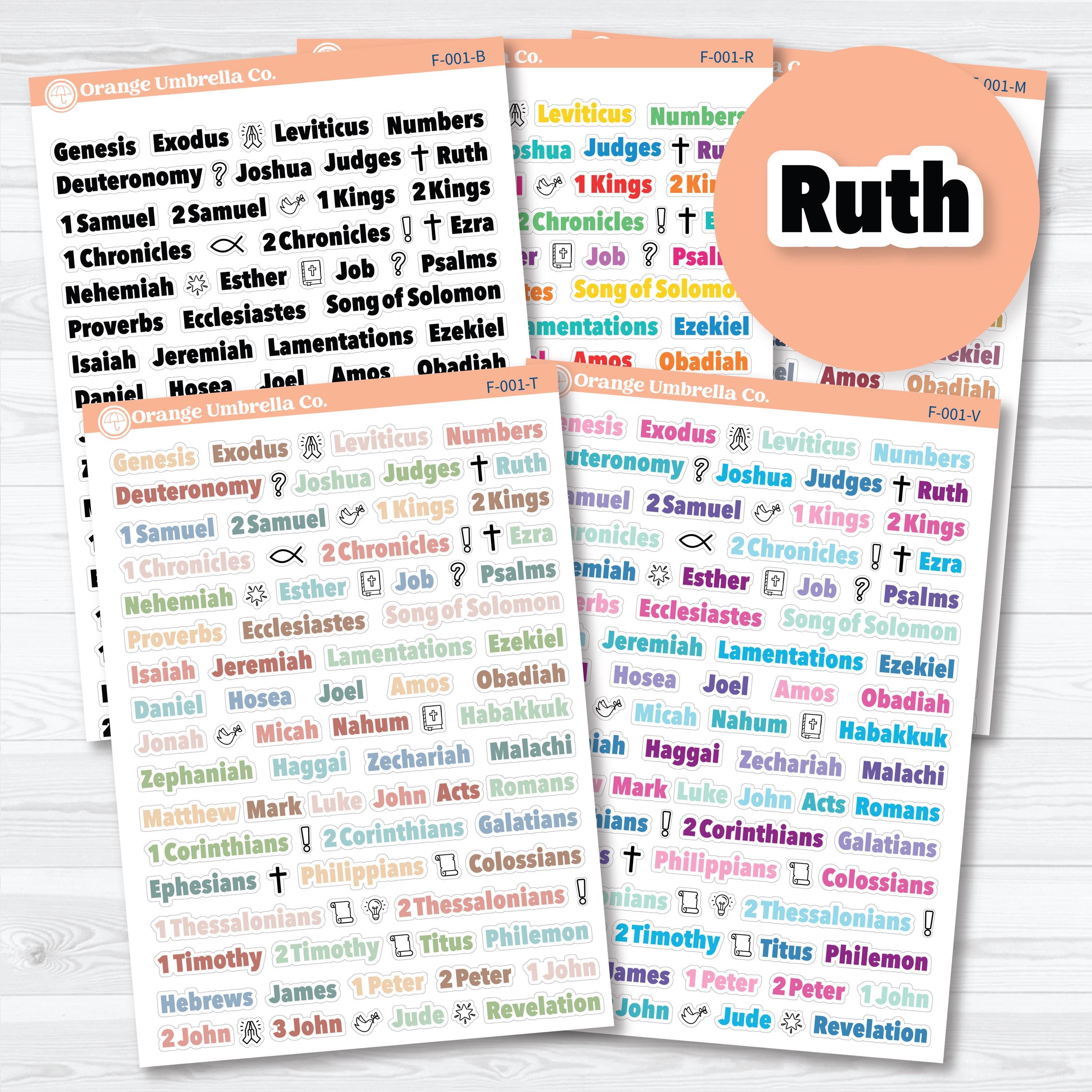 Mini Books of the Bible planner stickers — faith-based stickers with all 66 books and icons for Bible journaling and study