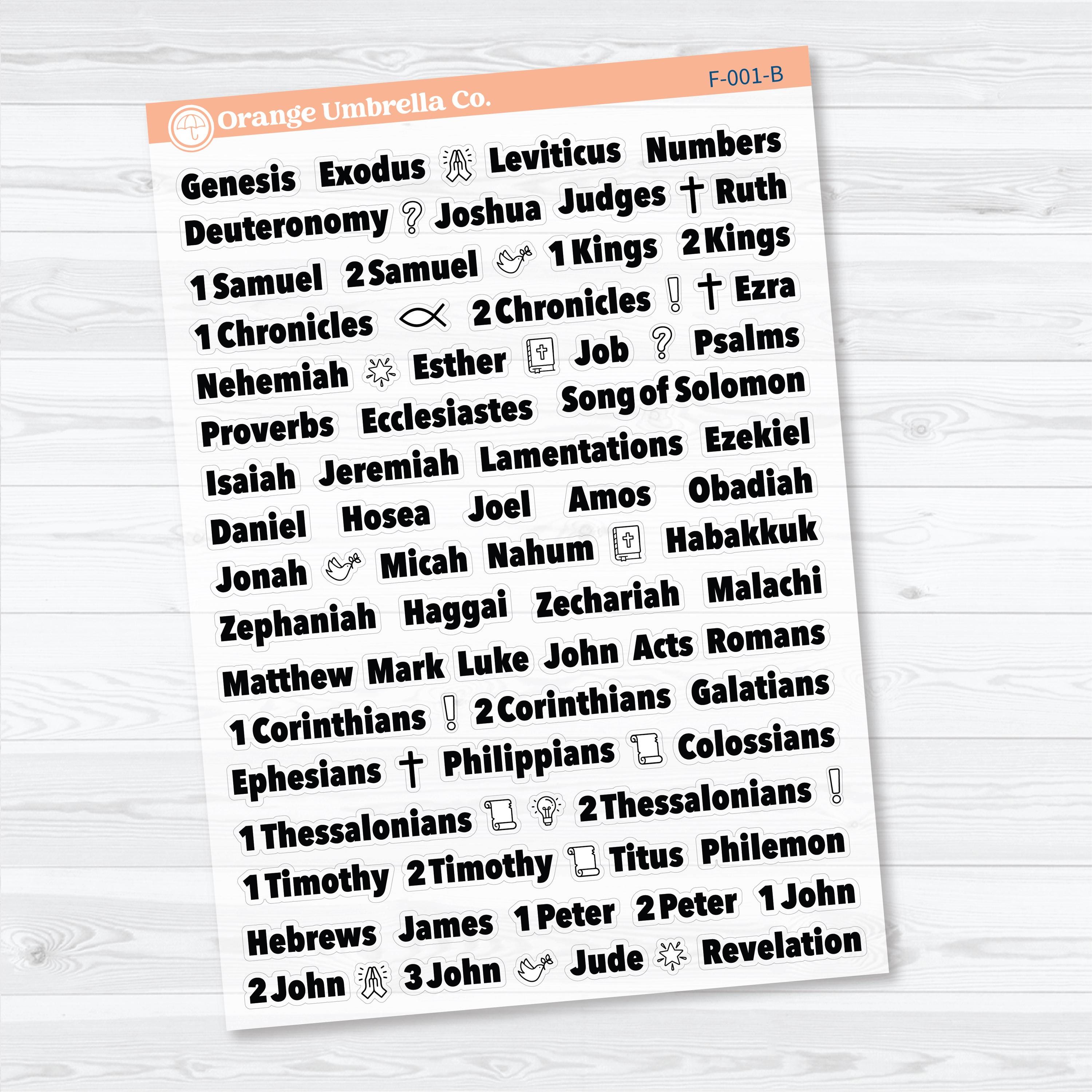 Mini Books of the Bible | Clear Matte | Faith Based Planner or Bible Journaling Stickers | F-001-CM
