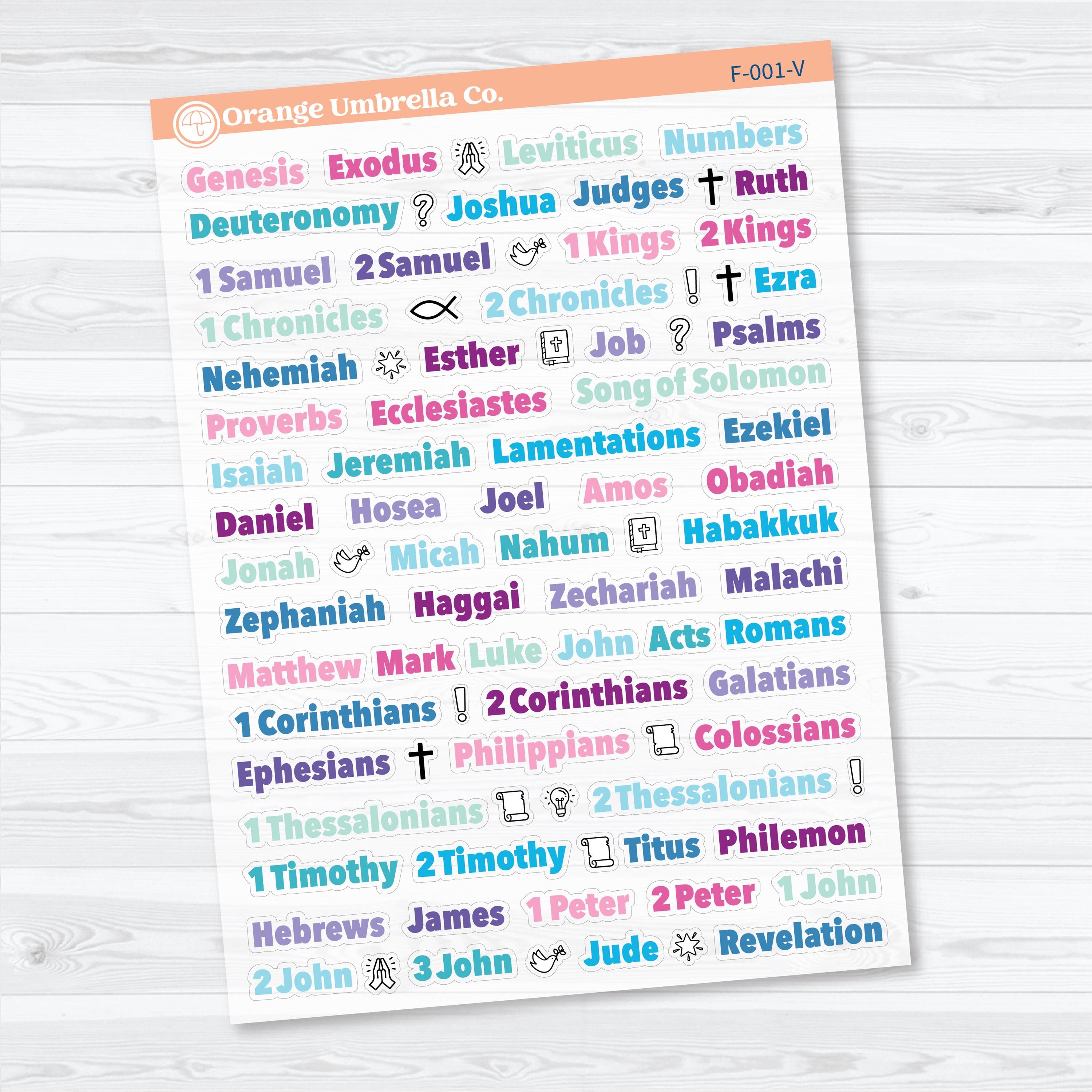 Mini Books of the Bible | Clear Matte | Faith Based Planner or Bible Journaling Stickers | F-001-CM