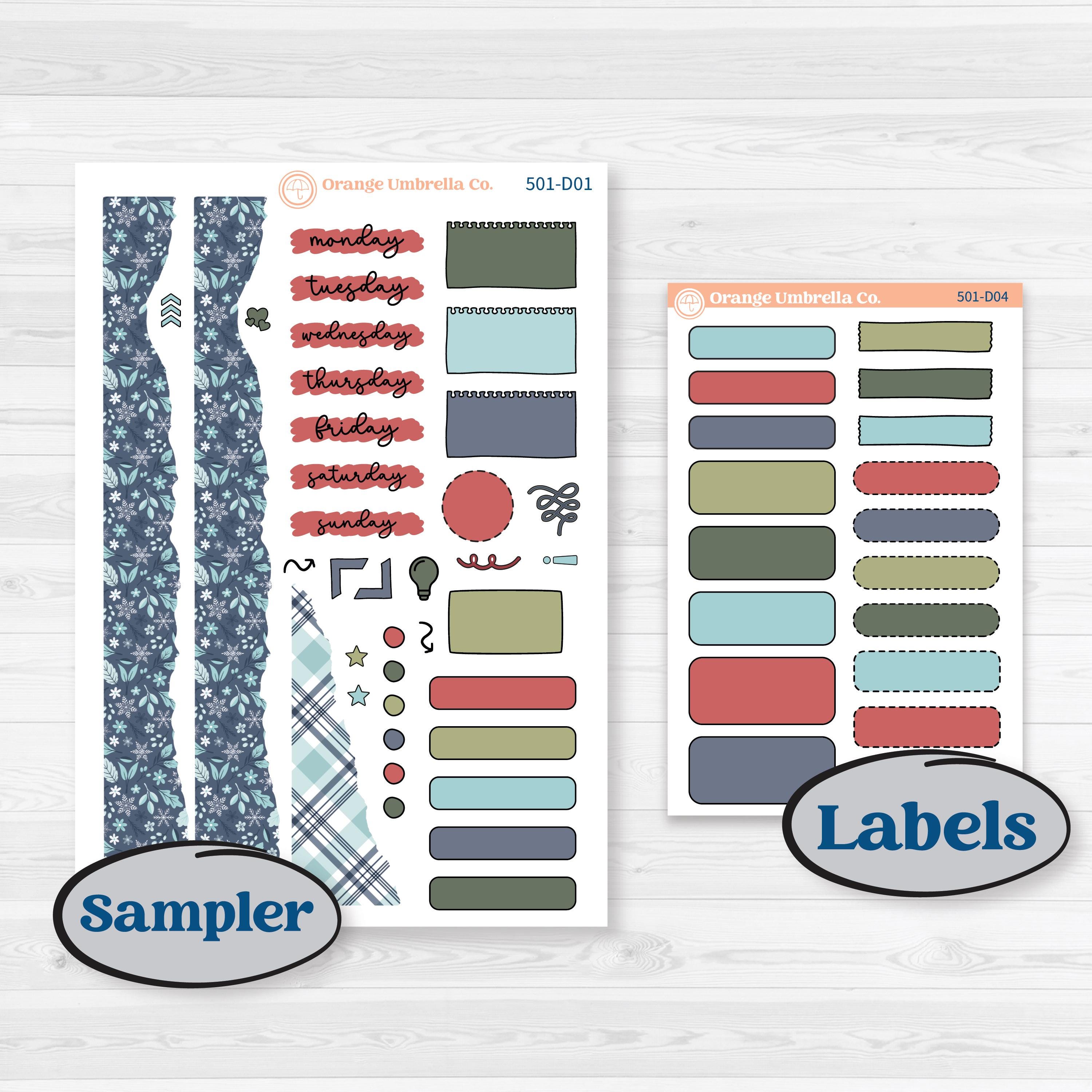 Winter Snowflake Kit | Journaling or Scrapbooking Kit | Creative Junk Journal Planner Stickers | Snow Problem | KIT-501-D